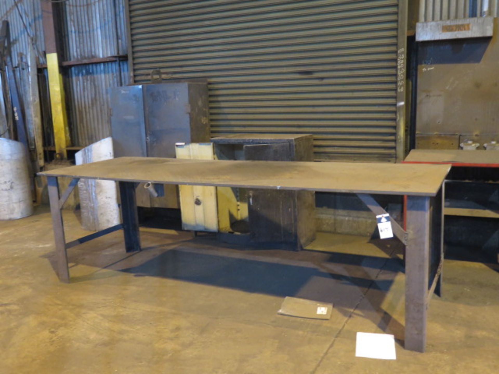 40" x 93" Welding Table, Steel Cabinets and Misc