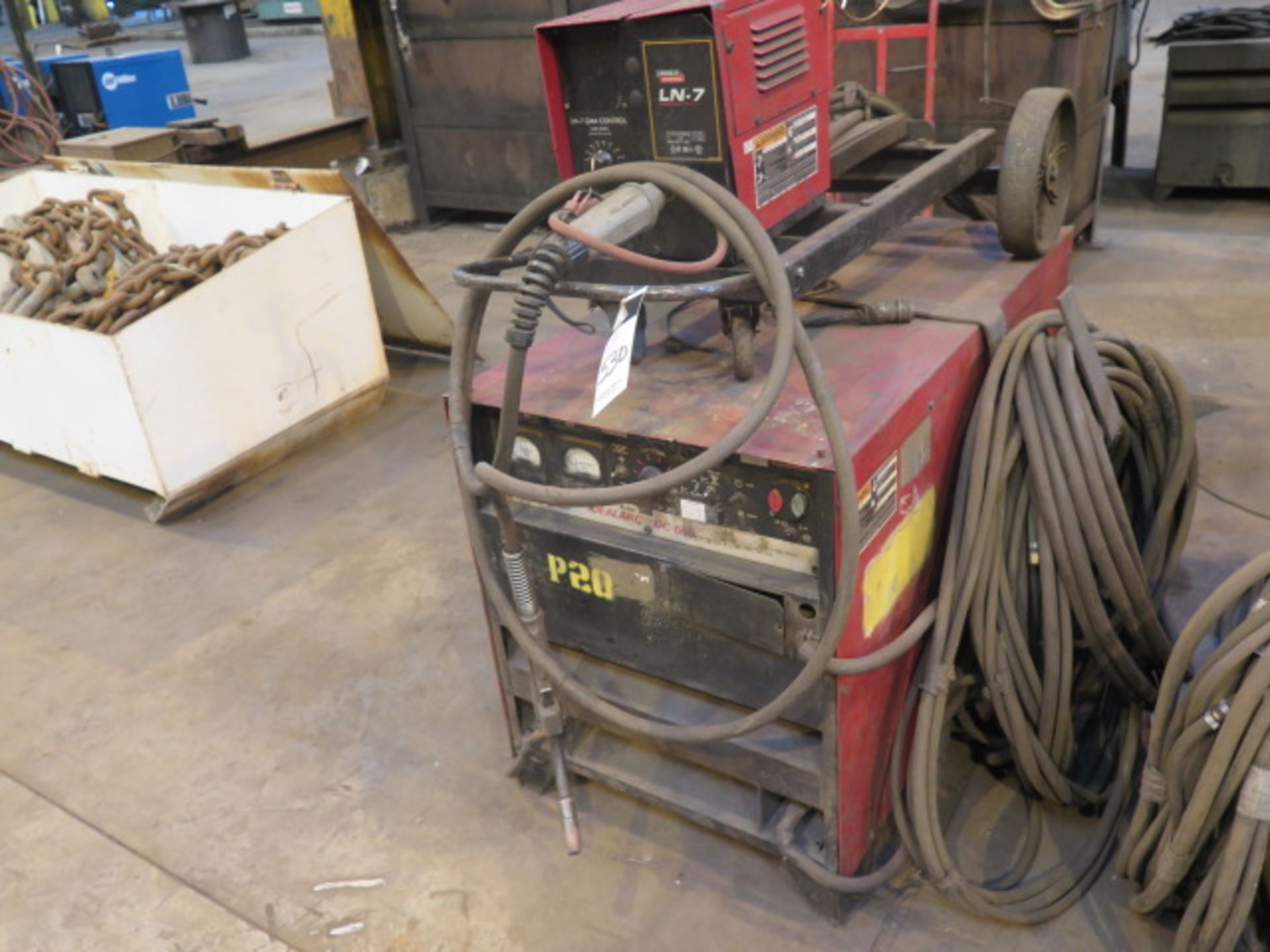 Lincoln Idealarc DC-600 VV-CV DC Arc Welding Power Source w/ Lincoln LN-7 Wire Feeder - Image 3 of 4