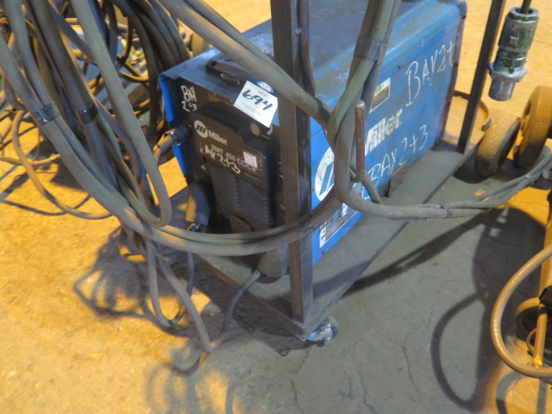 Miller XMT 450 CC/CV Arc Welding Power Source s/n MC450123U w/ Miller 70 Series Wire Feeder - Image 3 of 4