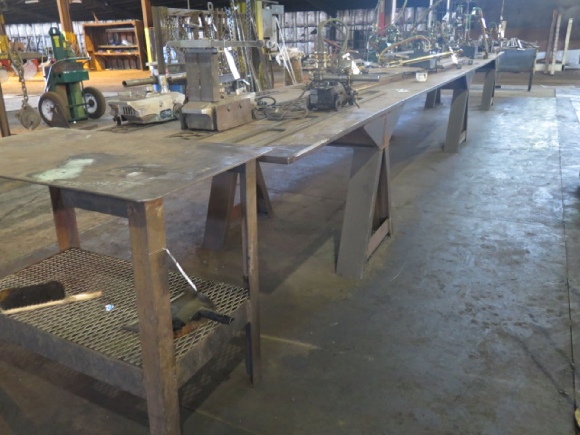 3'8" x 30' Welding Table and Steel Table