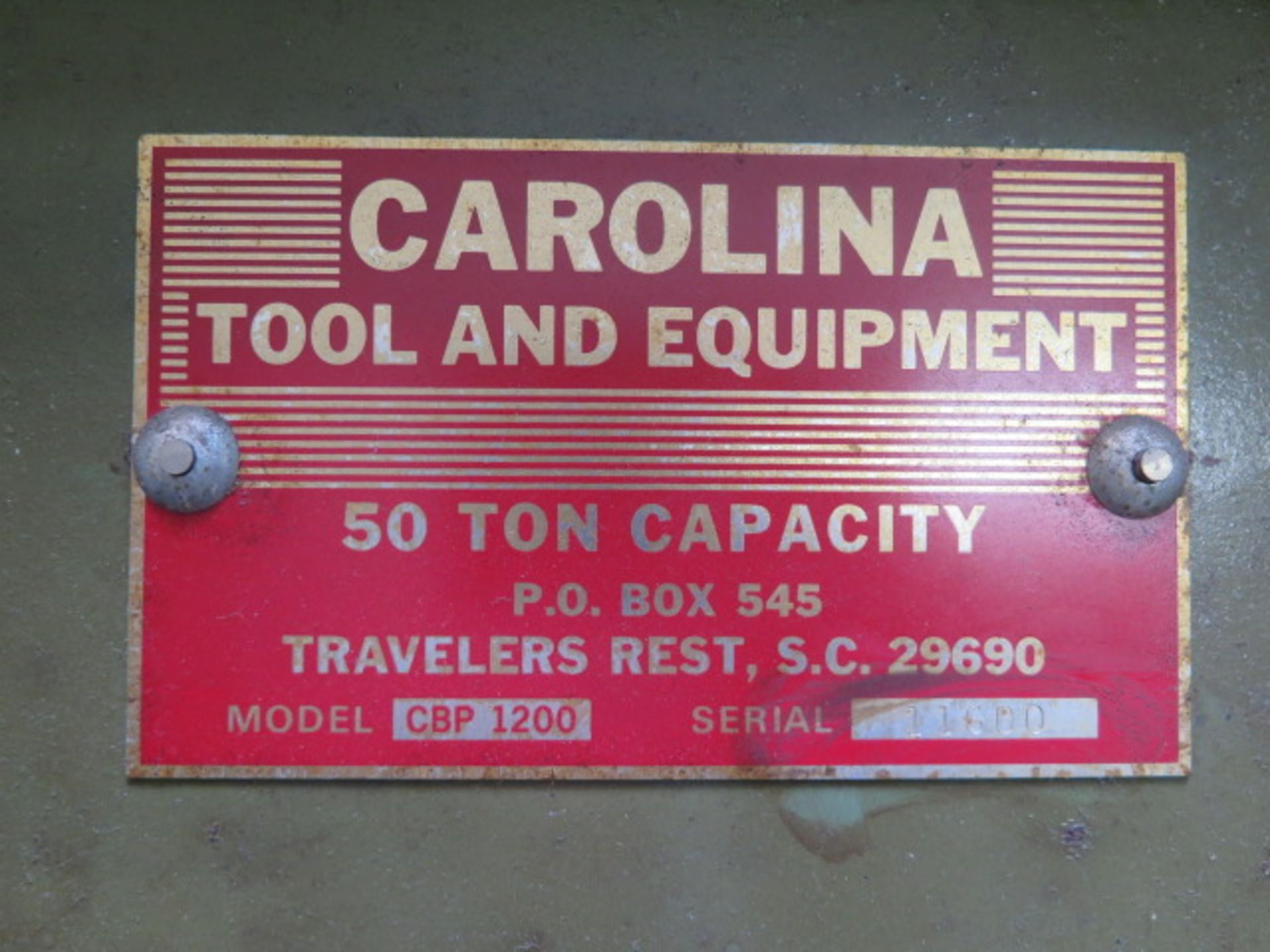 Carolina mdl. CBP1200 50 Ton Hydraulic H-Frame Press s/n 11600 - Image 5 of 6