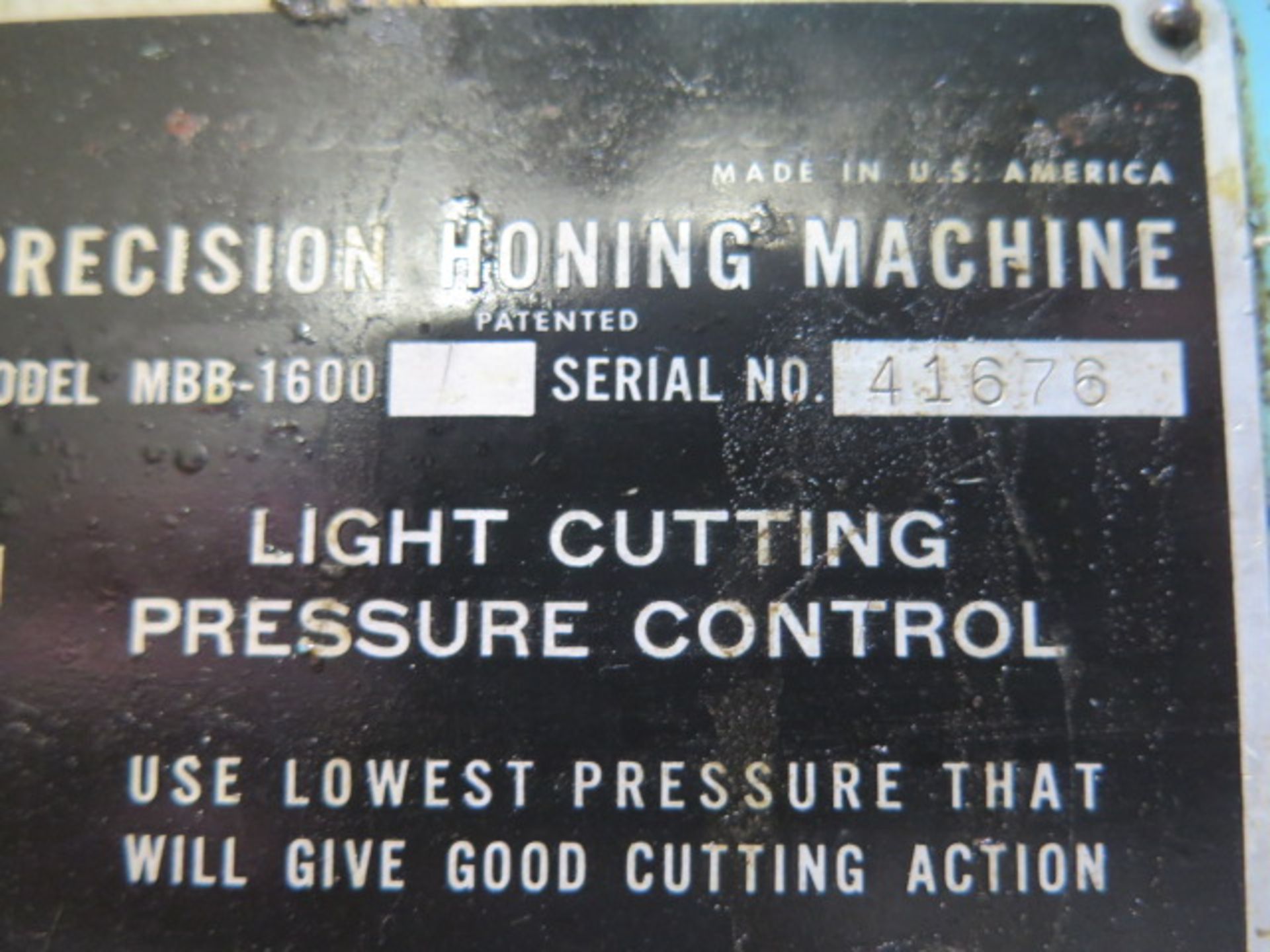 Sunnen mdl. MBB-1600 Precision Honing Machine s/n 41676 w/ Coolant - Image 7 of 7