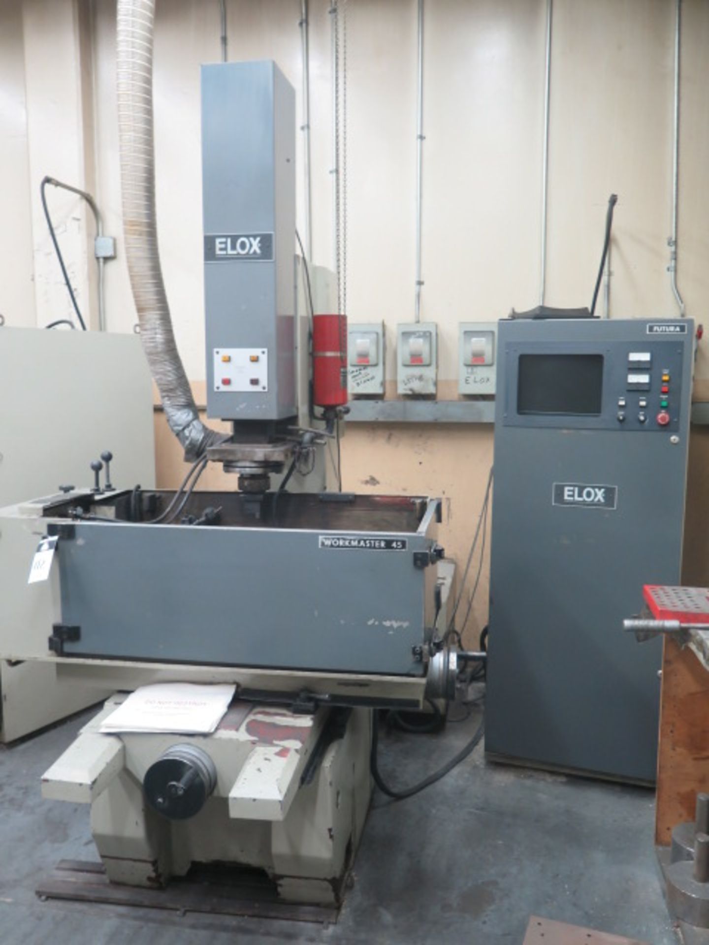 Elox Workmaster 45 Die Sinker EDM Machine w/ Elox Futura Controls, Coolant System, Halon Auto Fire