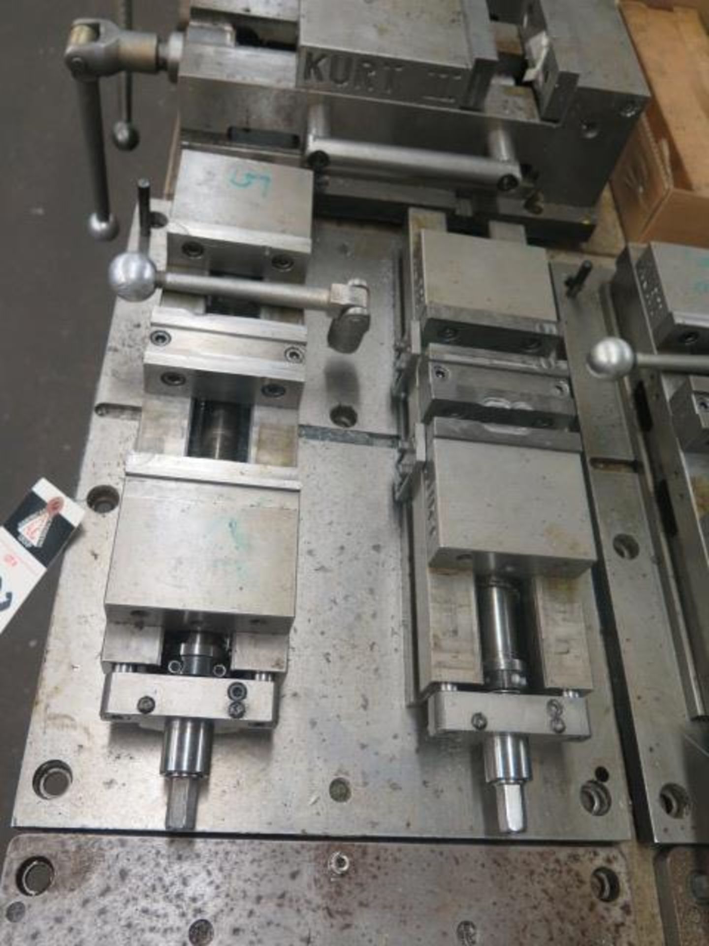 Kurt 4” Double-Lock Vises (2) w/ Mounting Base Plate - Image 2 of 4