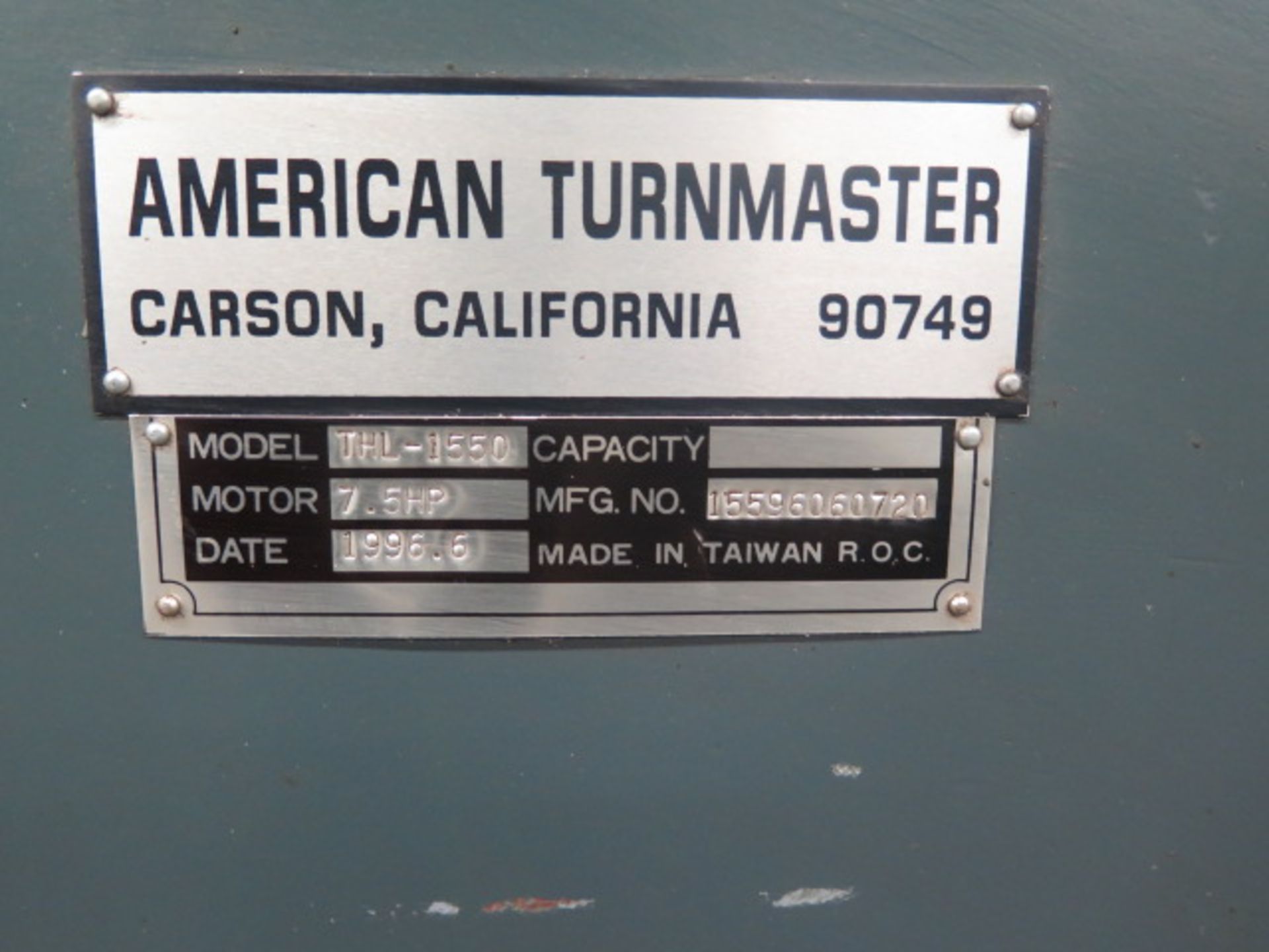 1996 American Turnmaster mdl. THL-1550 15” x 50” Geared Head Gap Bed Lathe s/n 15596060720 w/ 25- - Image 10 of 10