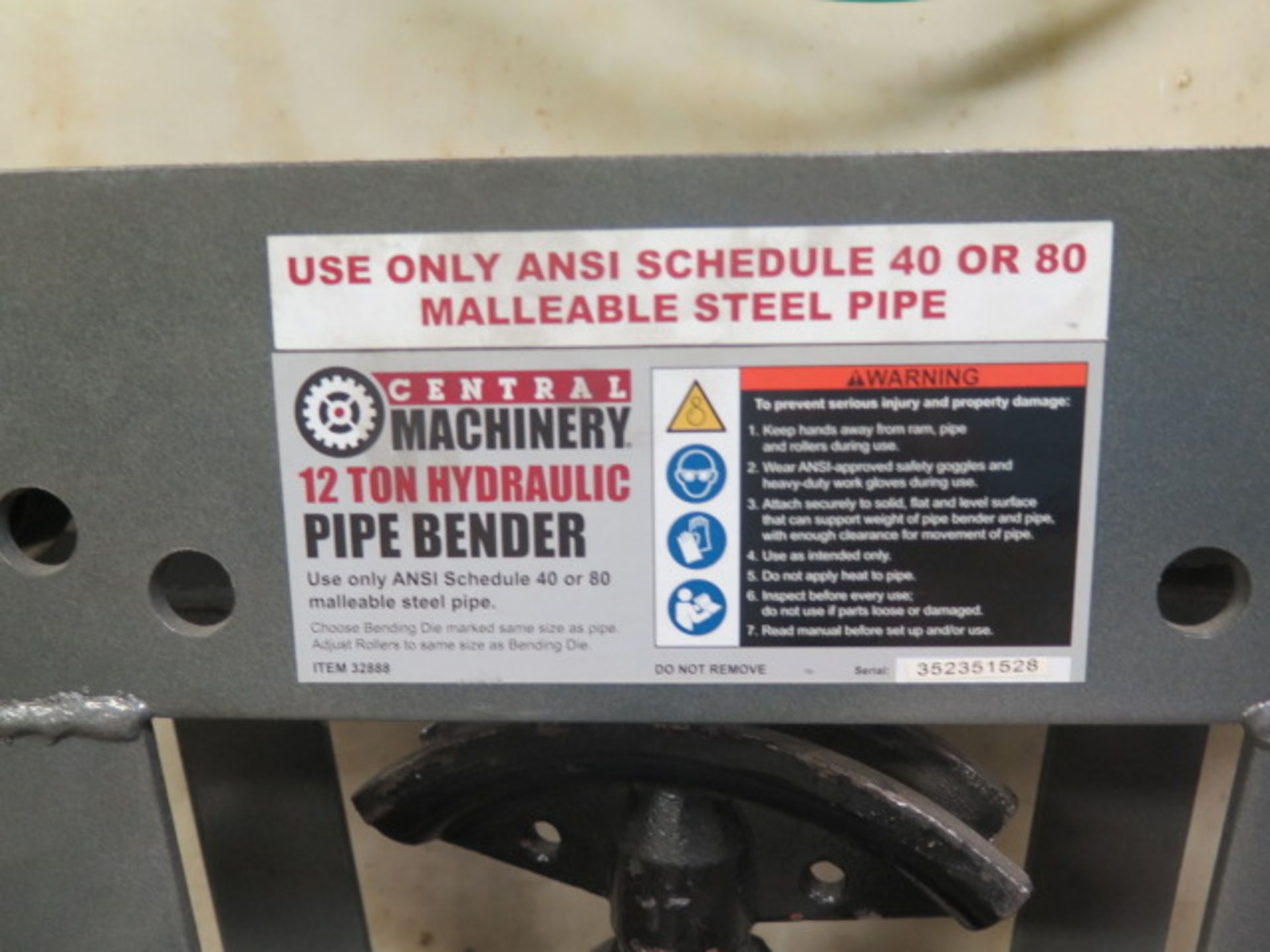 Central Machinery 12 Ton Pipe Bender - Image 3 of 3