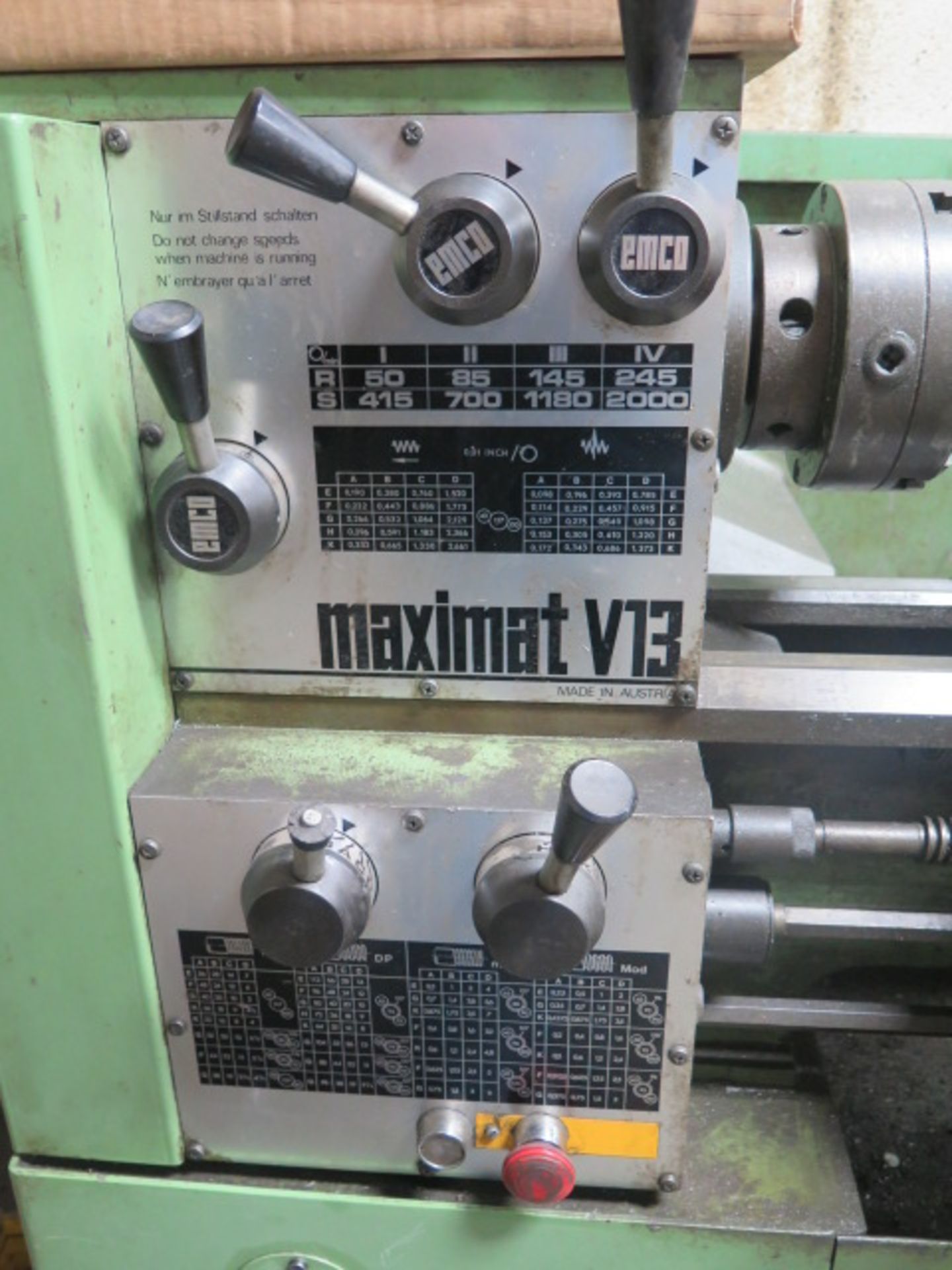 Maximat V13 13" x 36" Geared Head Lathe s/n D1H8104002 w/ 50-2000 RPM, Taper Attachment, Inch/mm - Image 6 of 13