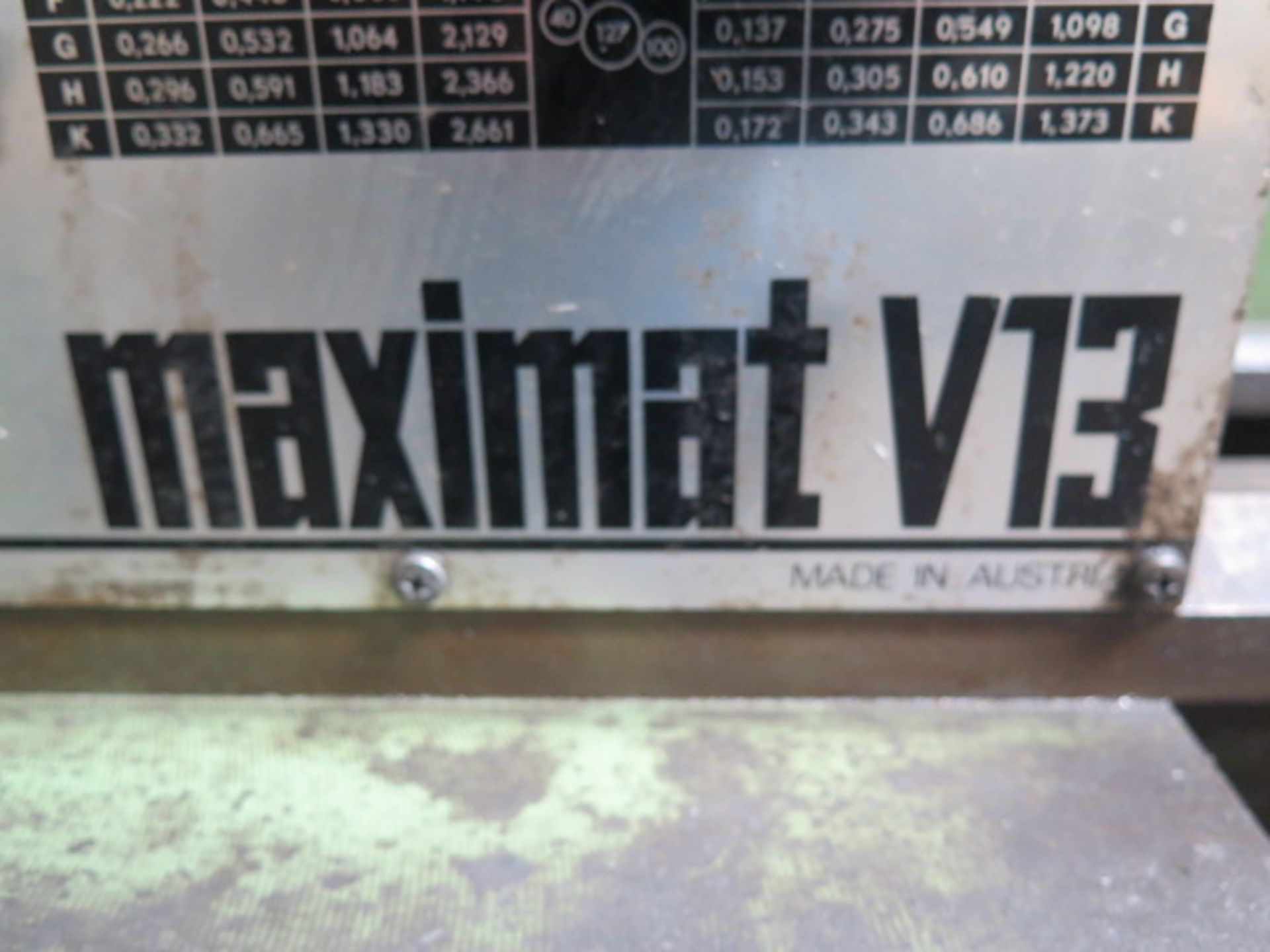 Maximat V13 13" x 36" Geared Head Lathe s/n D1H8104002 w/ 50-2000 RPM, Taper Attachment, Inch/mm - Image 4 of 13