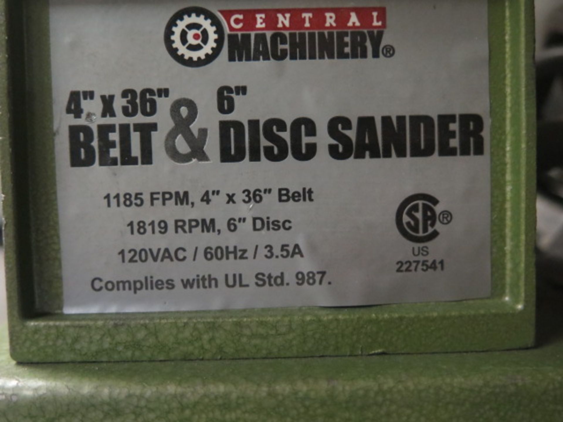 Central Machinery 4” Belt / 6” Disc Sander - Image 3 of 3