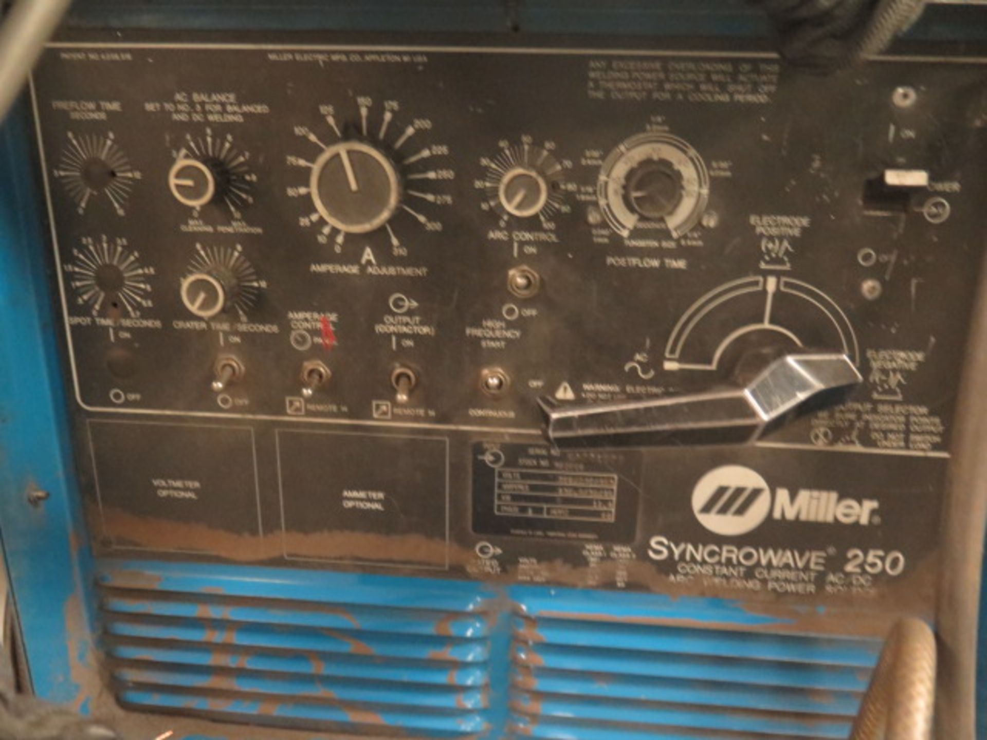 Miller Syncrowave 250 CC-AC/DC Arc Welding Power Source s/n KA881099 w/ Tiger Cooler - Image 3 of 4