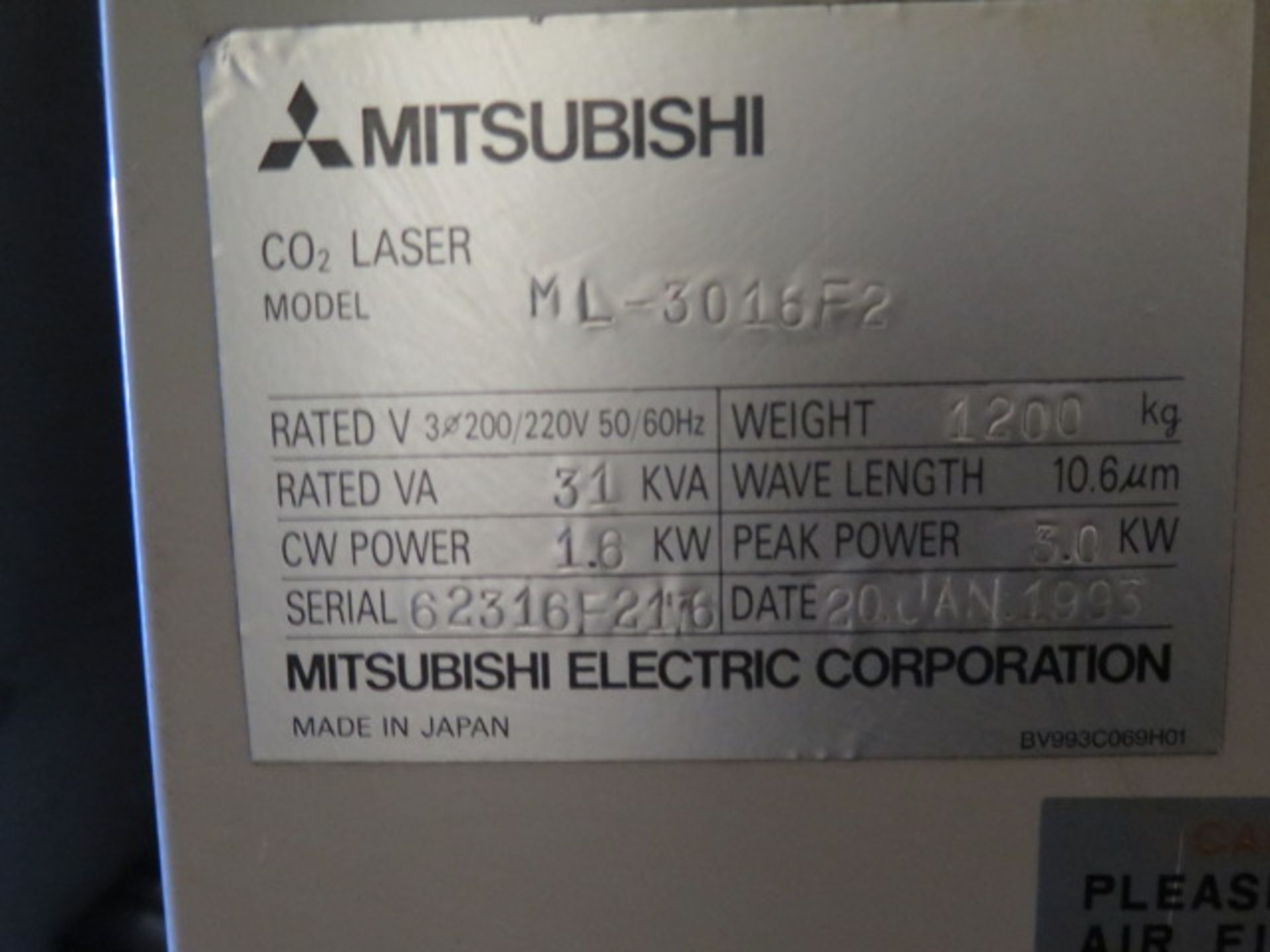 1993 Mitsubishi 1212HC CNC Laser Contour Machine s/n 6212HC053 w/ Mitsubishi LC10B2 Controls, 1993 - Image 16 of 17