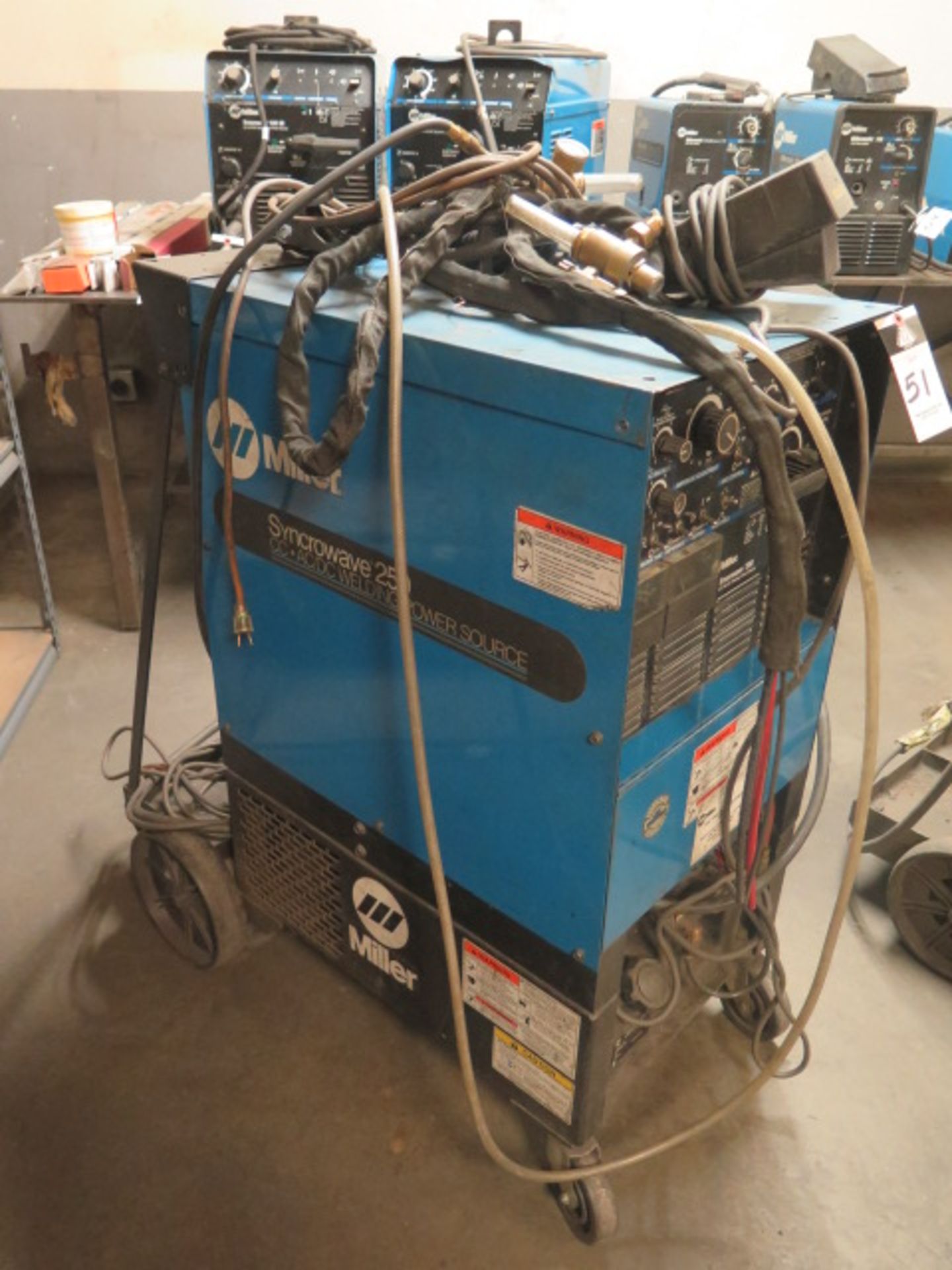 Miller Syncrowave 250 CC-AC/DC Arc Welding Power Source s/n KK032626 w/ Cooler Cart - Image 3 of 4