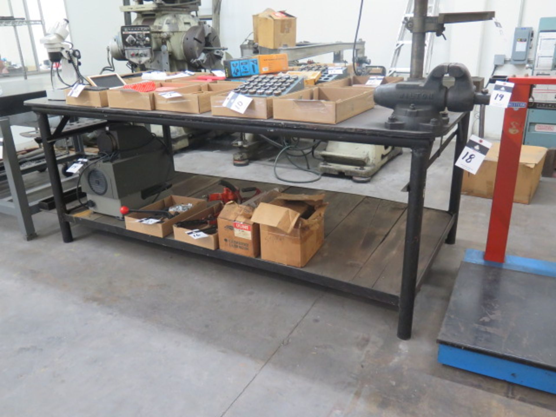 4’ x 8’ Steel Table w/ Wilton Bench Vise