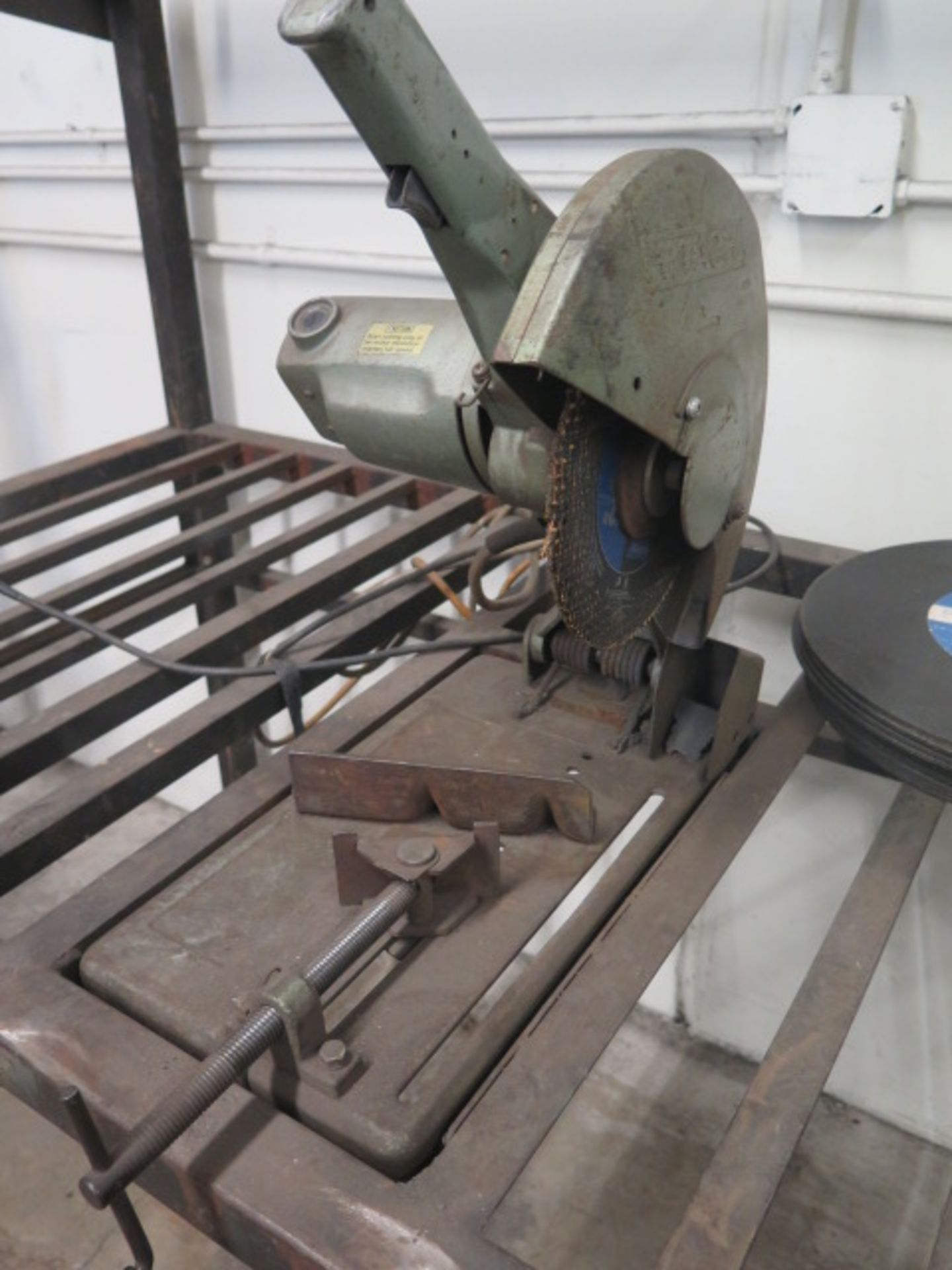 12" Abrasive Cutoff Saw w/ Steel Bench and Bench Grinder - Image 2 of 4