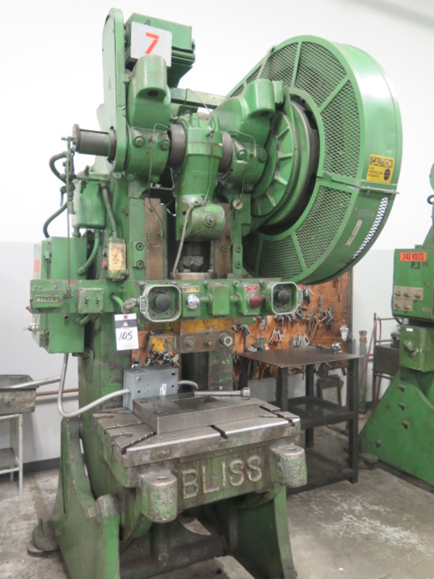 Bliss 21B 50 Ton Mechanical OBI Stamping Press s/n HP28240/H43215 w/ Pneumatic Clutch, 10 1/2" - Image 2 of 8