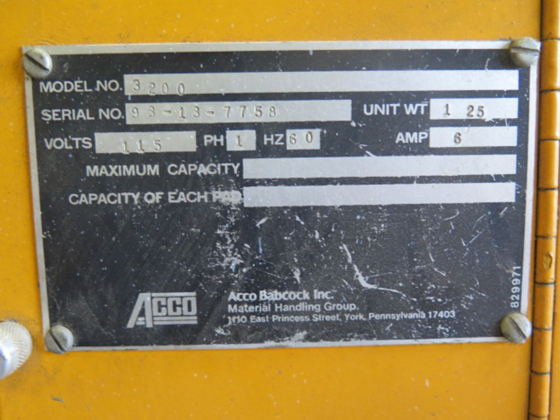 Acco mdl. 3200 Vacuum Sheet Lift s/n 93-13-7758 - Image 7 of 7