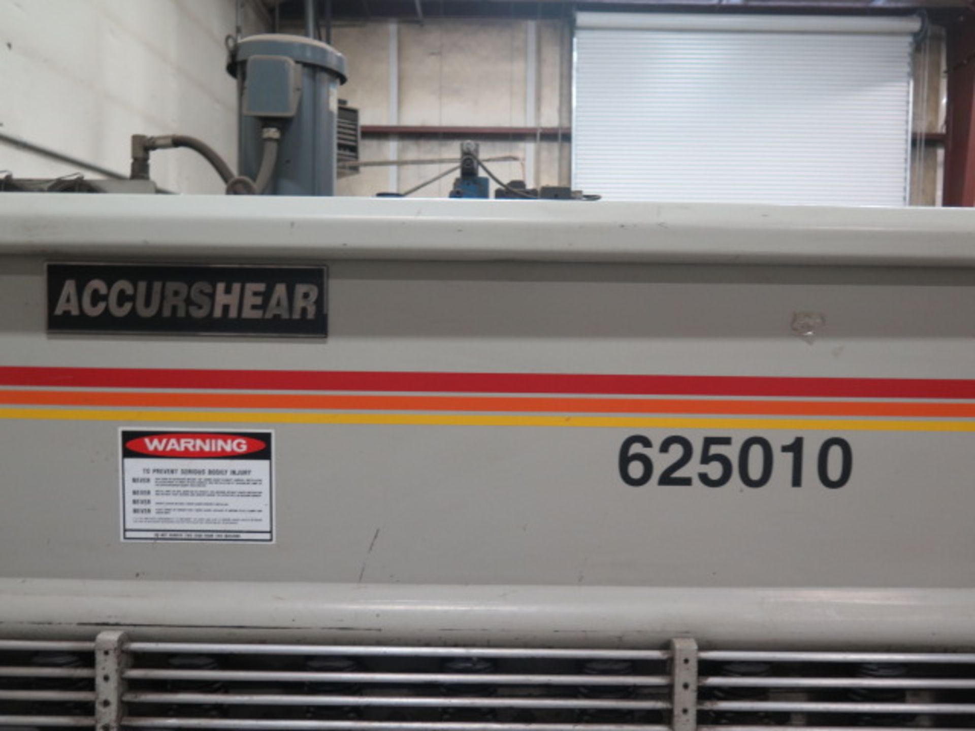 1997 Accurshear 625010 1/4" Cap x 10' Hydraulic Shear w/ Accurshear Digital Back Gauge Controls, - Image 9 of 10