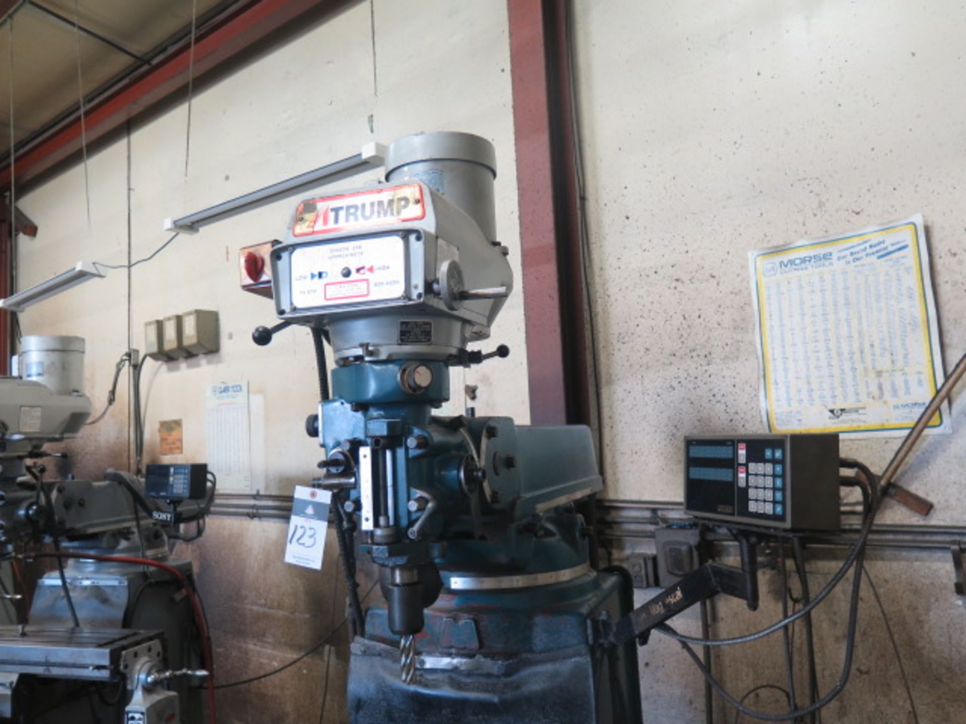 Trump K3V Vertical Mill s/n K3V-095 w/ Sony Millman Programmable DRO, 3Hp Motor, 70-4200 Dial Change - Image 3 of 7