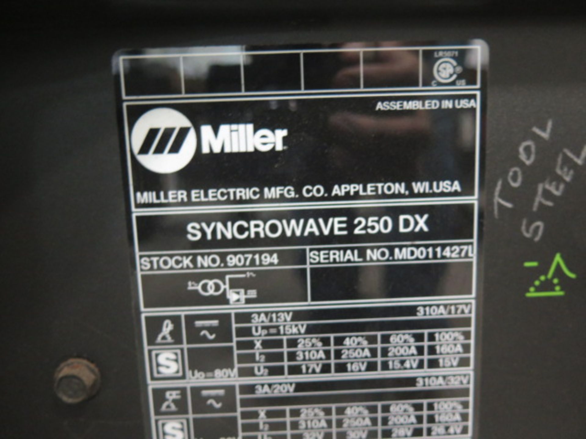 Miller Syncrowave 250DX Arc Welding Power Source s/n MD011427L w/ Tweco Cooler - Image 5 of 5