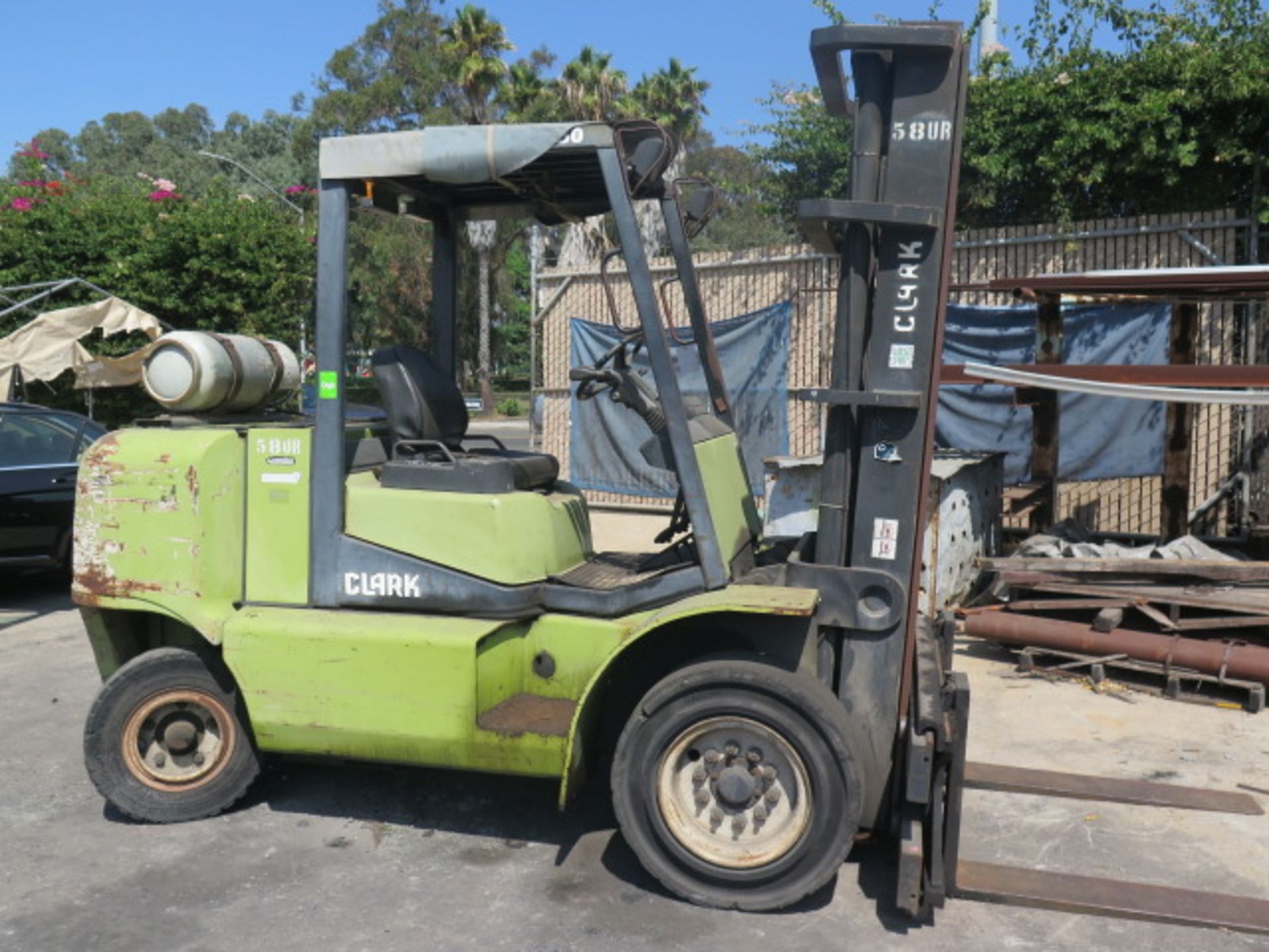 Clark CGP50 10,000 Lb Cap LPG Forklift s/n CGP460L-0026-9468FB w/ 2-Stage Mast, 139” Lift Height, SS