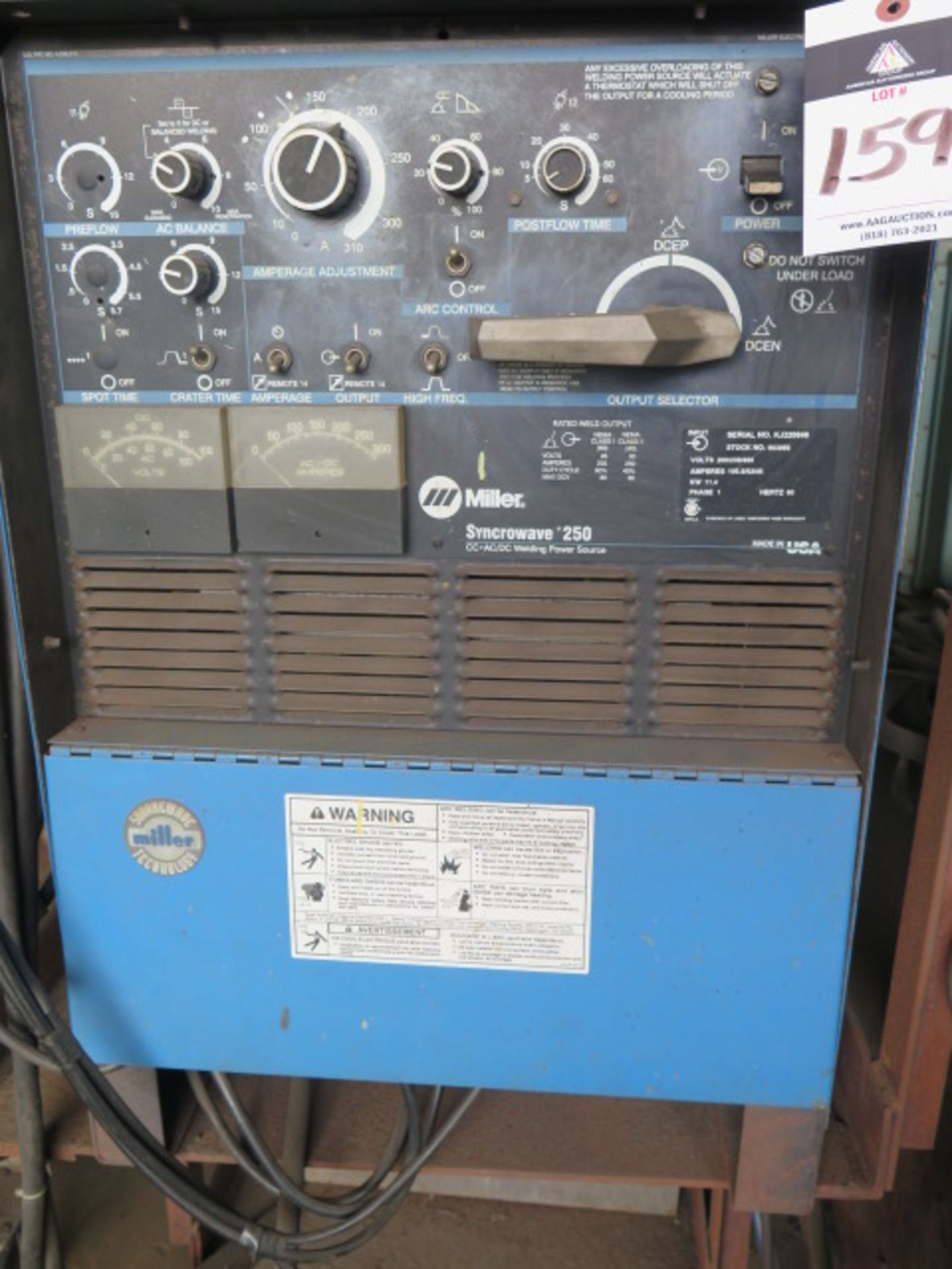 Miller Syncrowave 250 CC-AC/DC Arc Welding Power Source s/n KJ220846 w/ Miller 60-Series Wire - Image 2 of 6