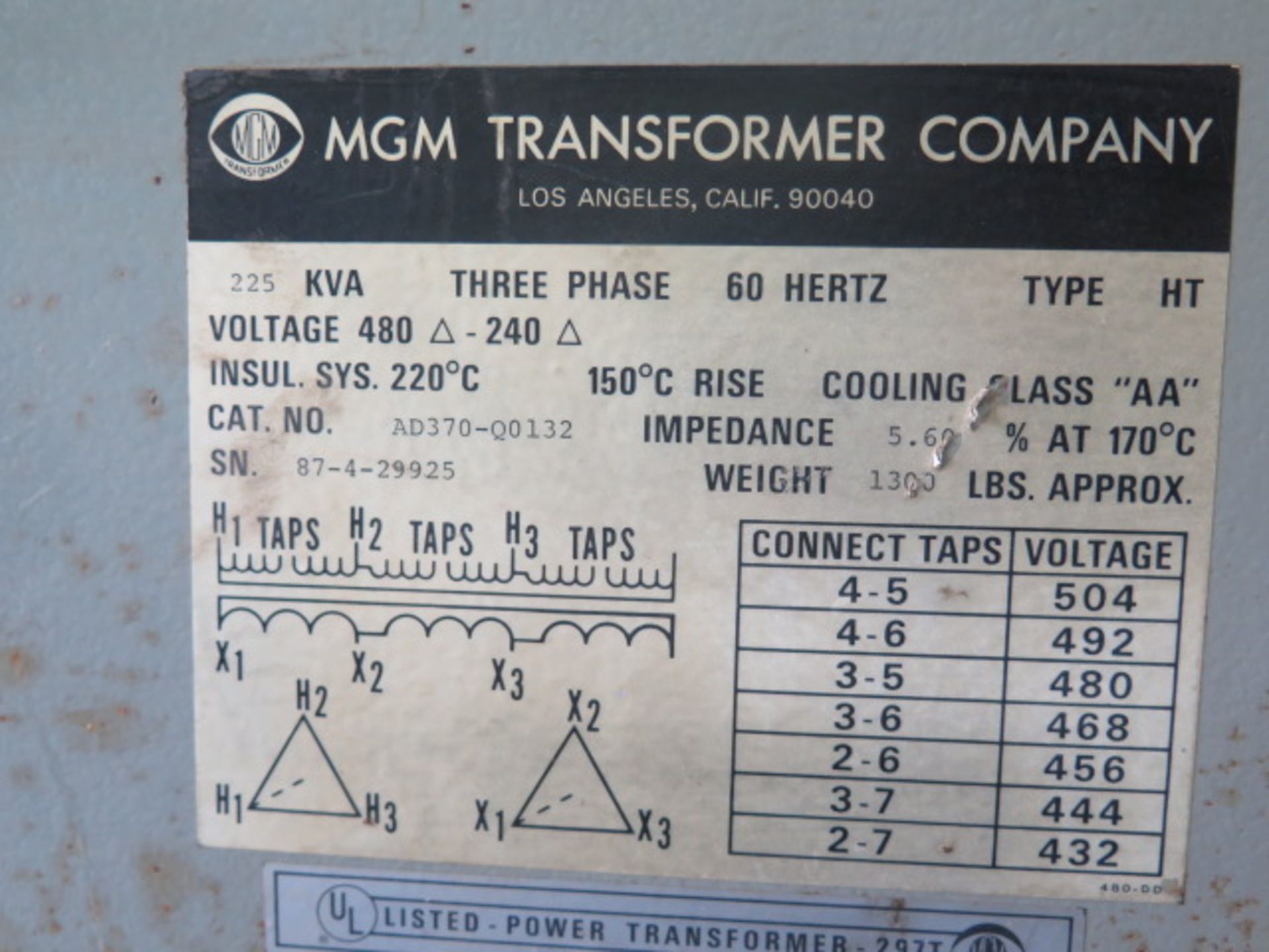 225 kVA Transformer 480-240 - Image 3 of 3