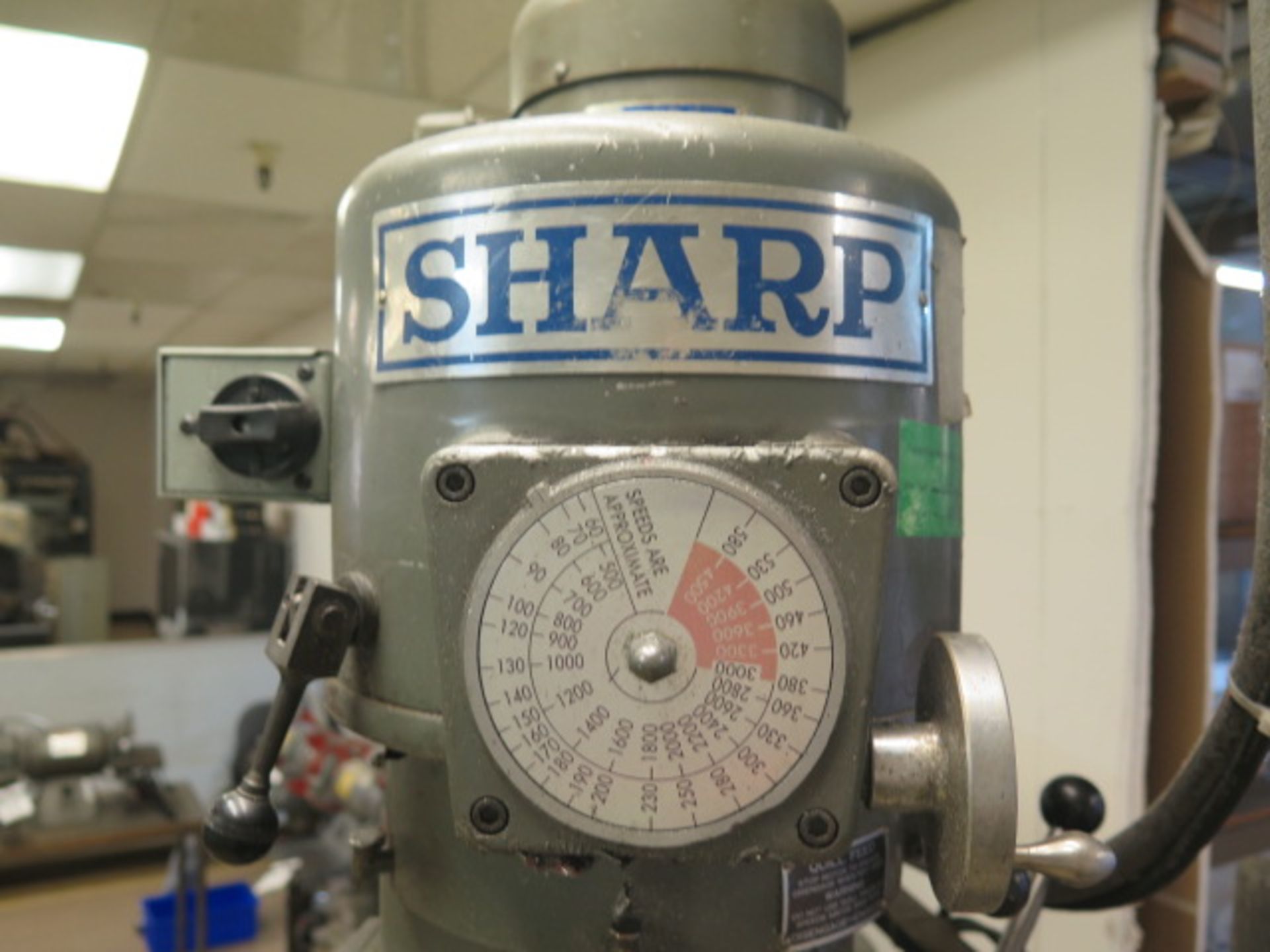 Sharp mdl. HMV Vertical Mill s/n 79021048 w/ Sargon DRO, 3Hp Motor, 60-4500 Dial Change RPM, - Image 5 of 10