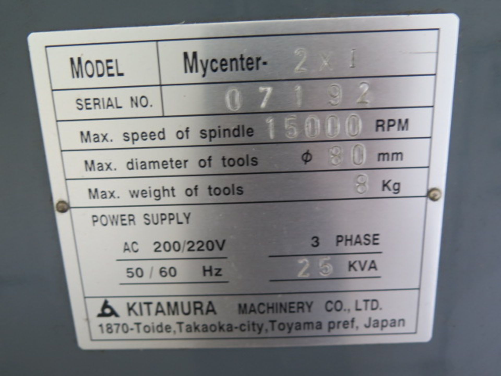 Kitamura Mycenter-2Xi CNC Vertical Machining Center s/n 07192 w/ Fanuc Series 16i-M Controls, 24- - Image 14 of 14