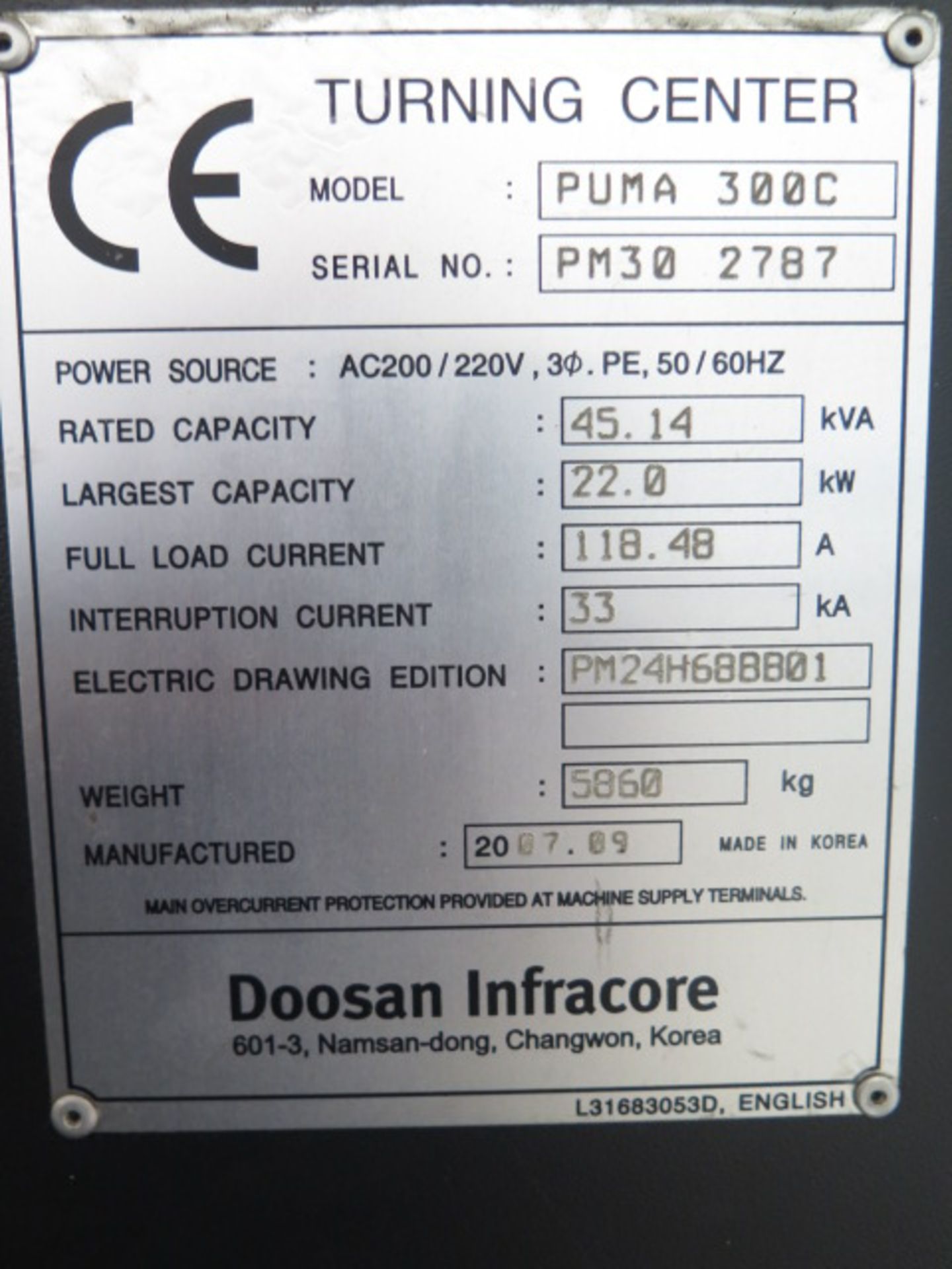 2007 Doosan PUMA 300C CNC Turning Center s/n PM302787 w/ Fanuc Series 21i-TB Controls, Tool - Image 15 of 15