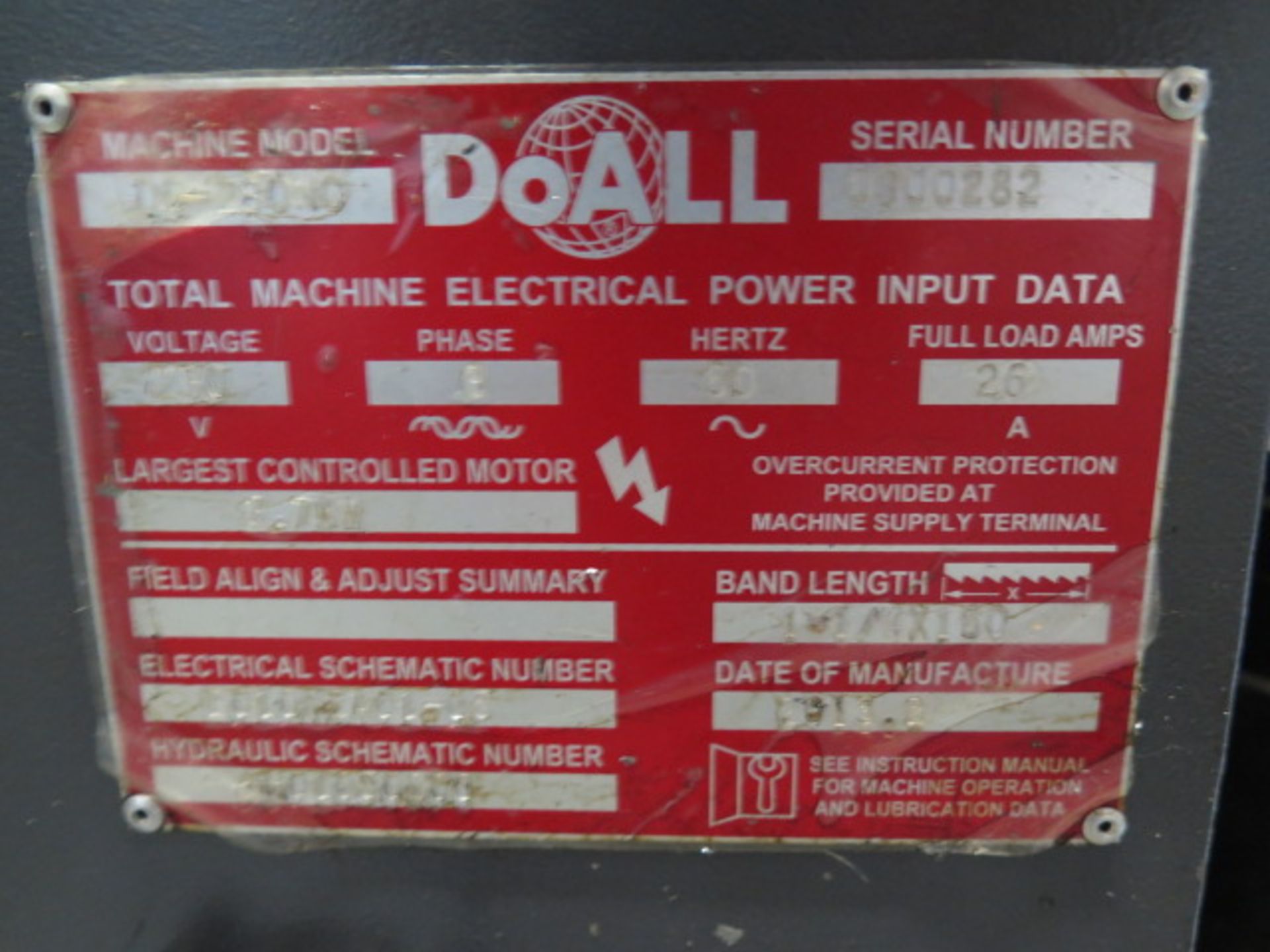 DoAll “Continental Series” mdl. DC-280NC 11” Automatic Hydraulic Horizontal Band Saw s/n 0300282 - Image 12 of 12