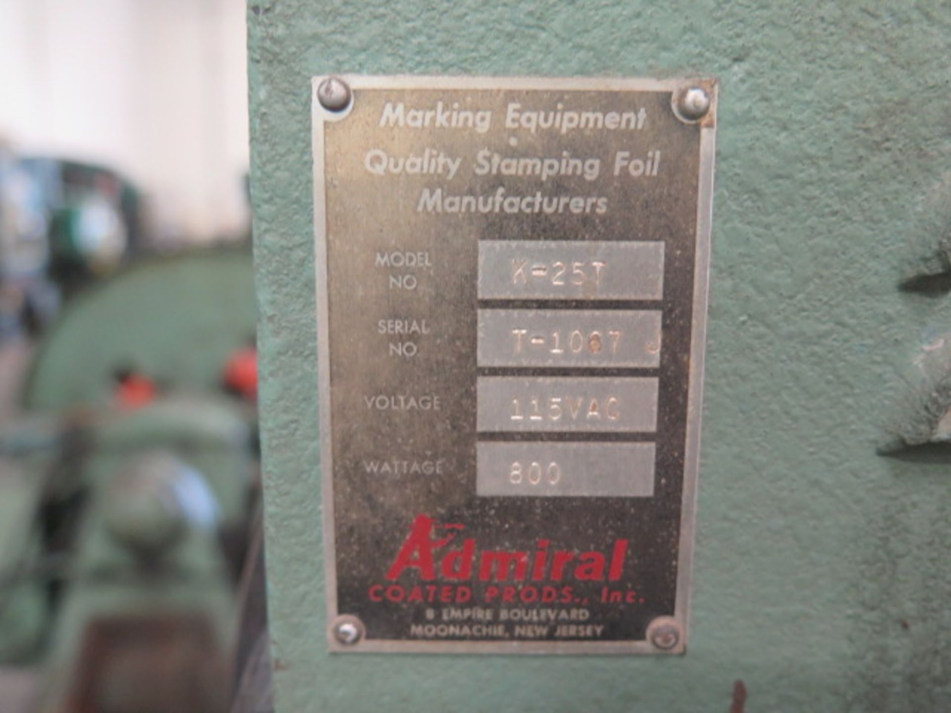 Kensol 25 mdl. K-25T 800 Watt Pneumatic Hot Stamping Press s/n T-1067 w/ Heat Controller, Adjustable - Image 6 of 6
