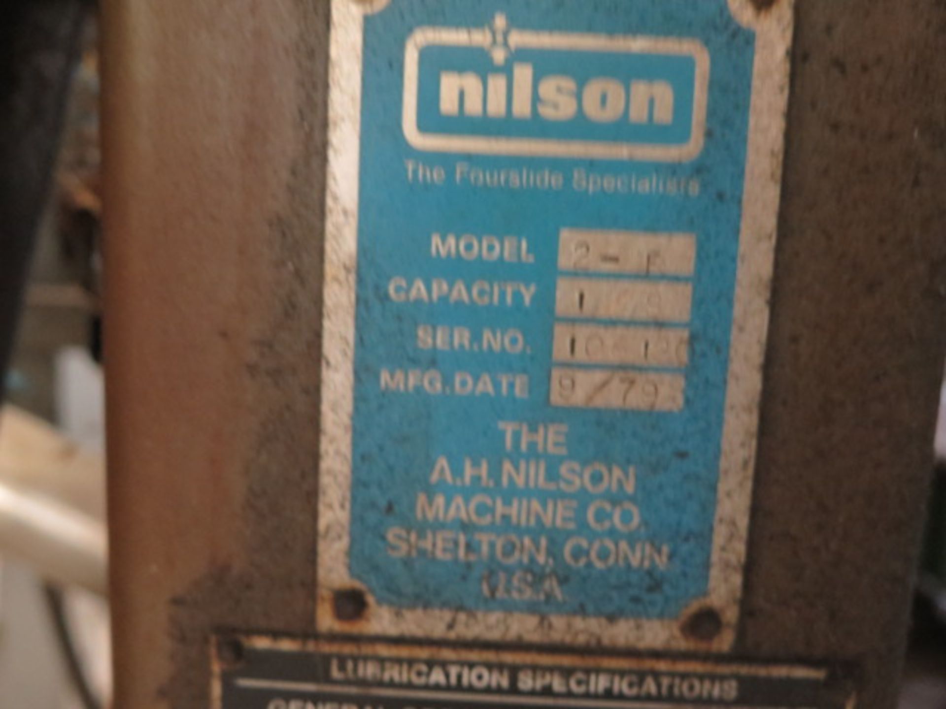 Nilson mdl. 2-F 1/8" Cap 4-Slide Wire Forning Machine s/n 106120 w/ Straightner, Oiler - Image 7 of 7