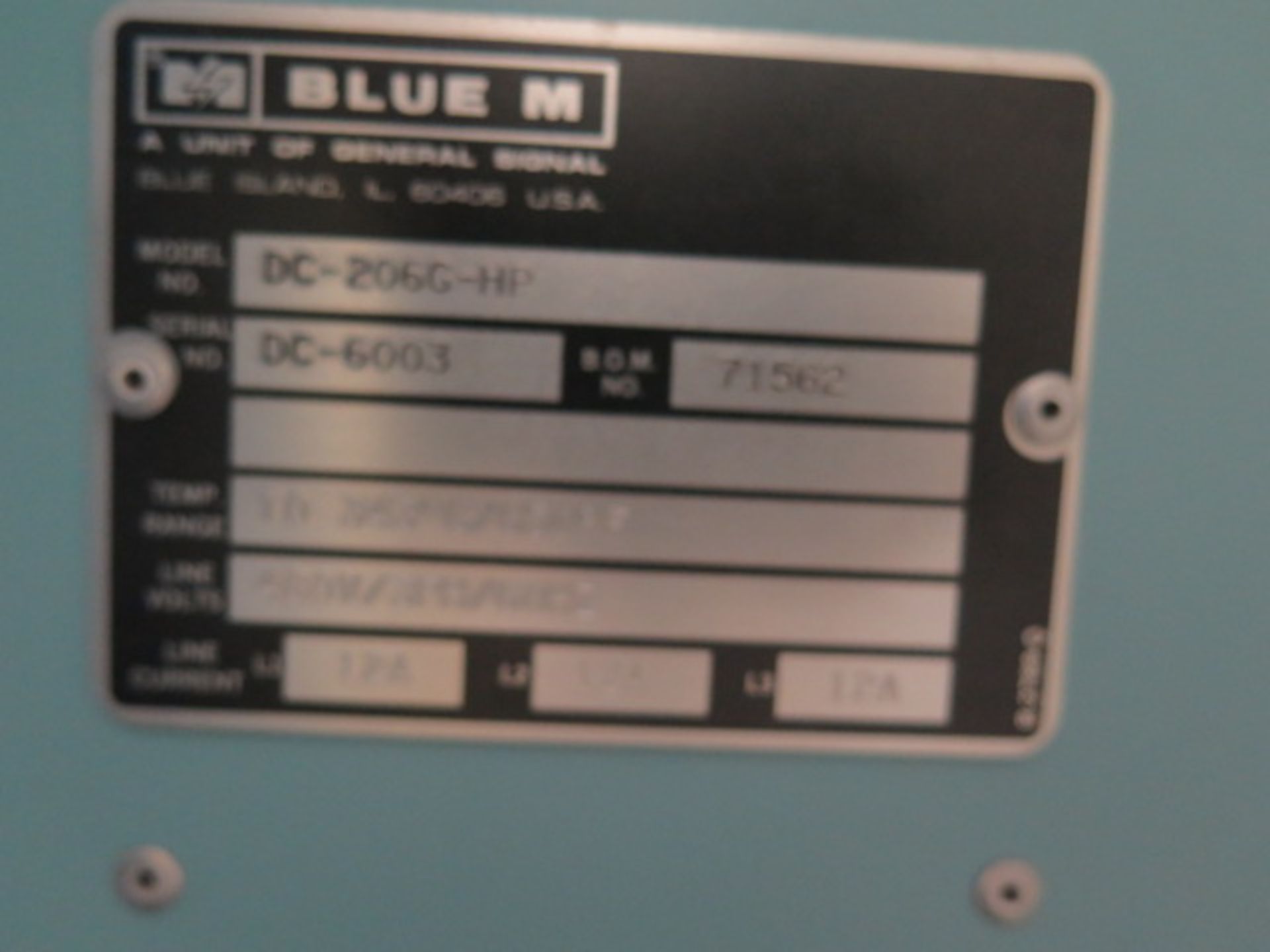 BlueM qsmdl. DC-206G-HP 343 Deg C / 650 Deg F Oven s/n DC-6003 - Image 6 of 6