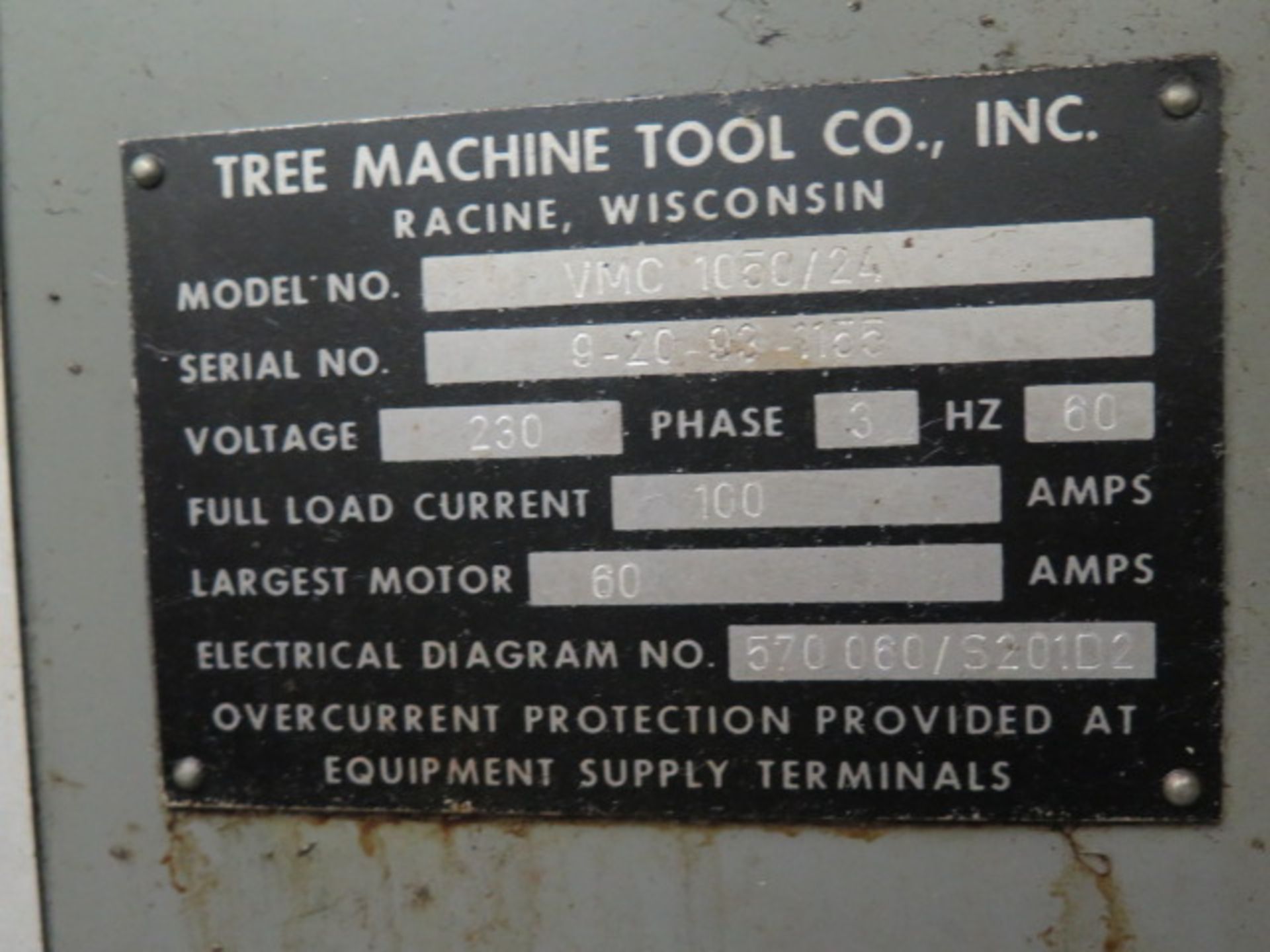 Tree ZPS VMC-1050/24 CNC Vertical Machining Center s/n 9-20-93-1155 w/ Yasnac Controls, 24-Station - Image 11 of 11