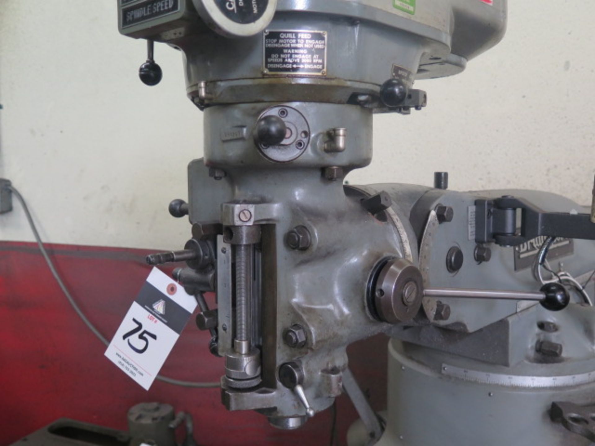 Bridgeport Vertical Mill s/n 259429 w/ Newall NMS300 Programmable DRO, 2Hp Motor, 60-4200 Dial - Image 5 of 9