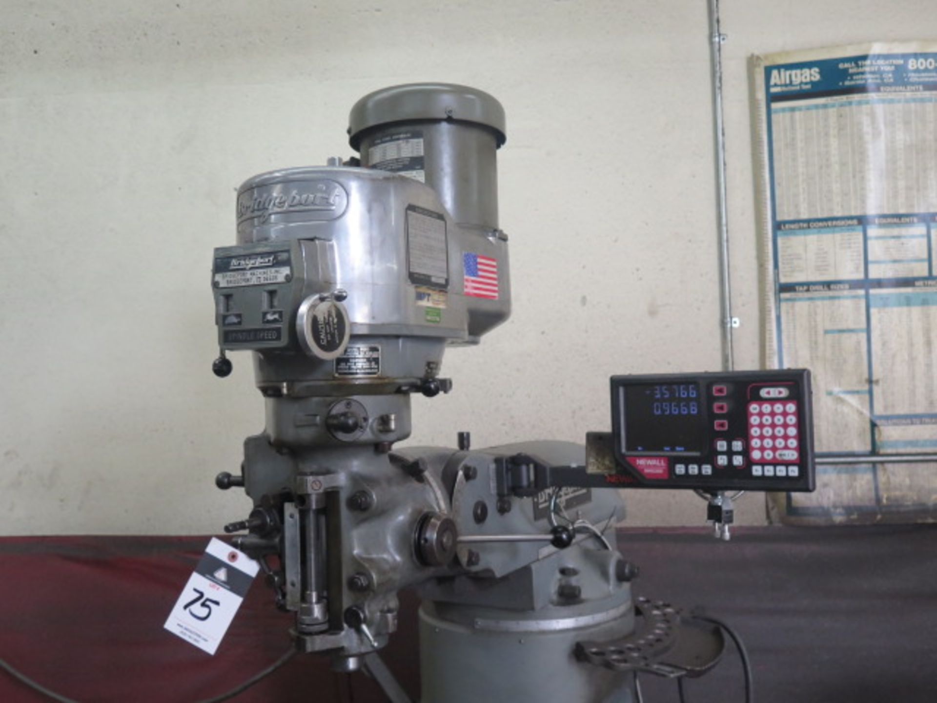 Bridgeport Vertical Mill s/n 259429 w/ Newall NMS300 Programmable DRO, 2Hp Motor, 60-4200 Dial - Image 3 of 9