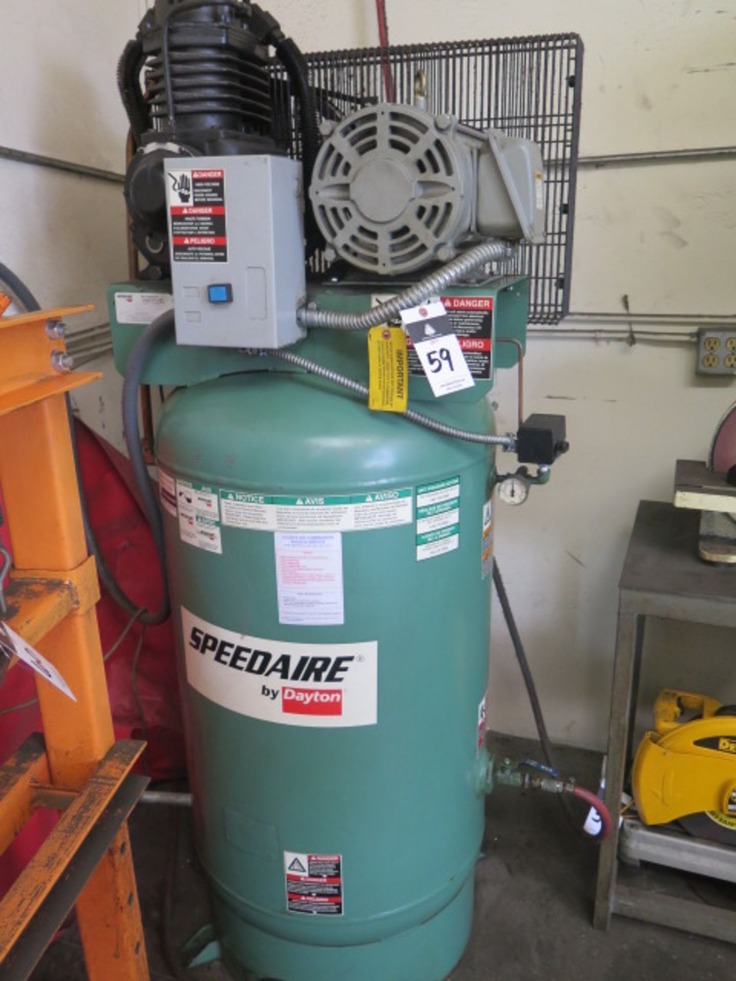 Speedaire 5Hp Vertical Air Compressor w/ 80 Gallon Tank - Image 2 of 5