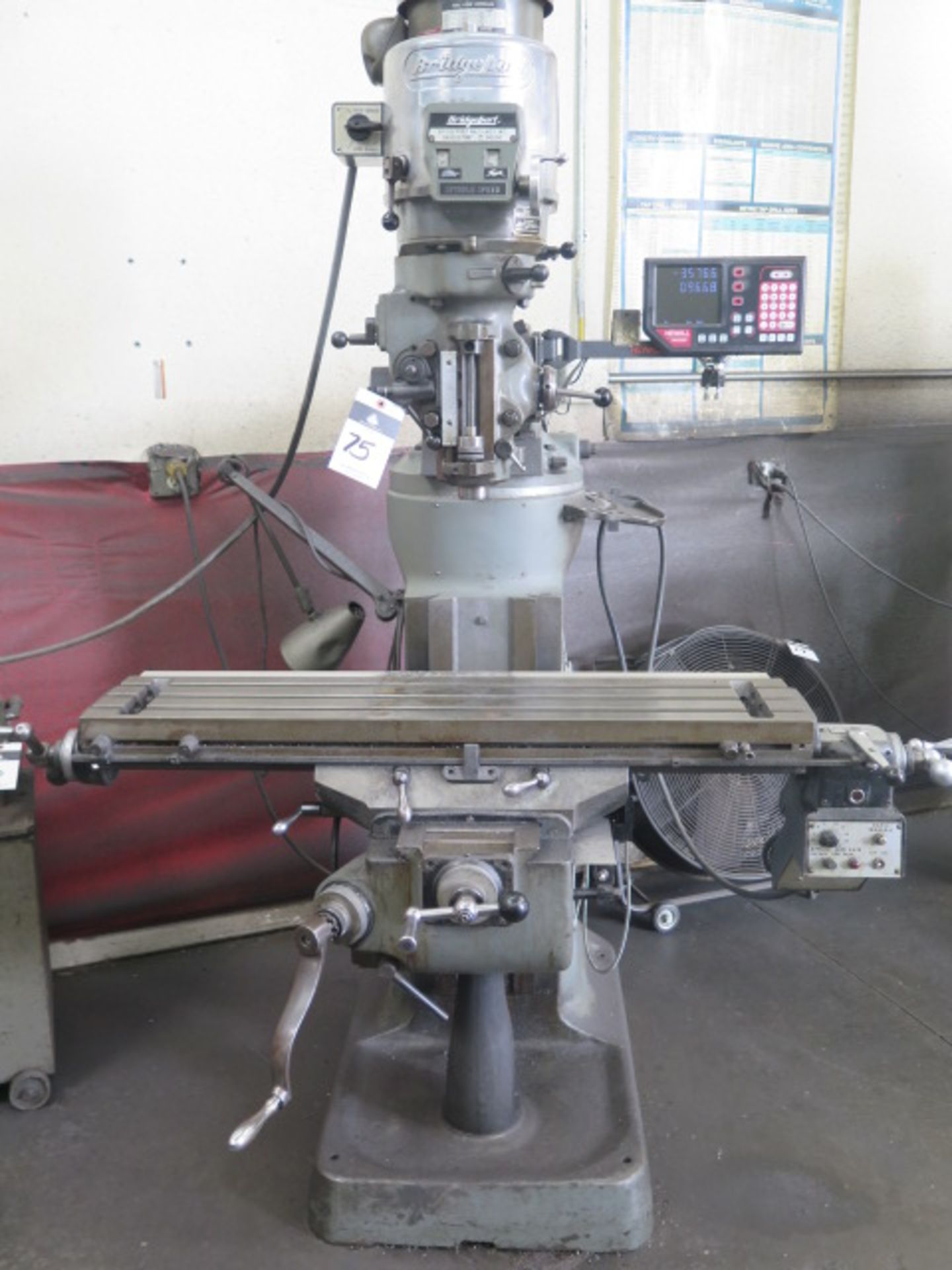 Bridgeport Vertical Mill s/n 259429 w/ Newall NMS300 Programmable DRO, 2Hp Motor, 60-4200 Dial - Image 2 of 9