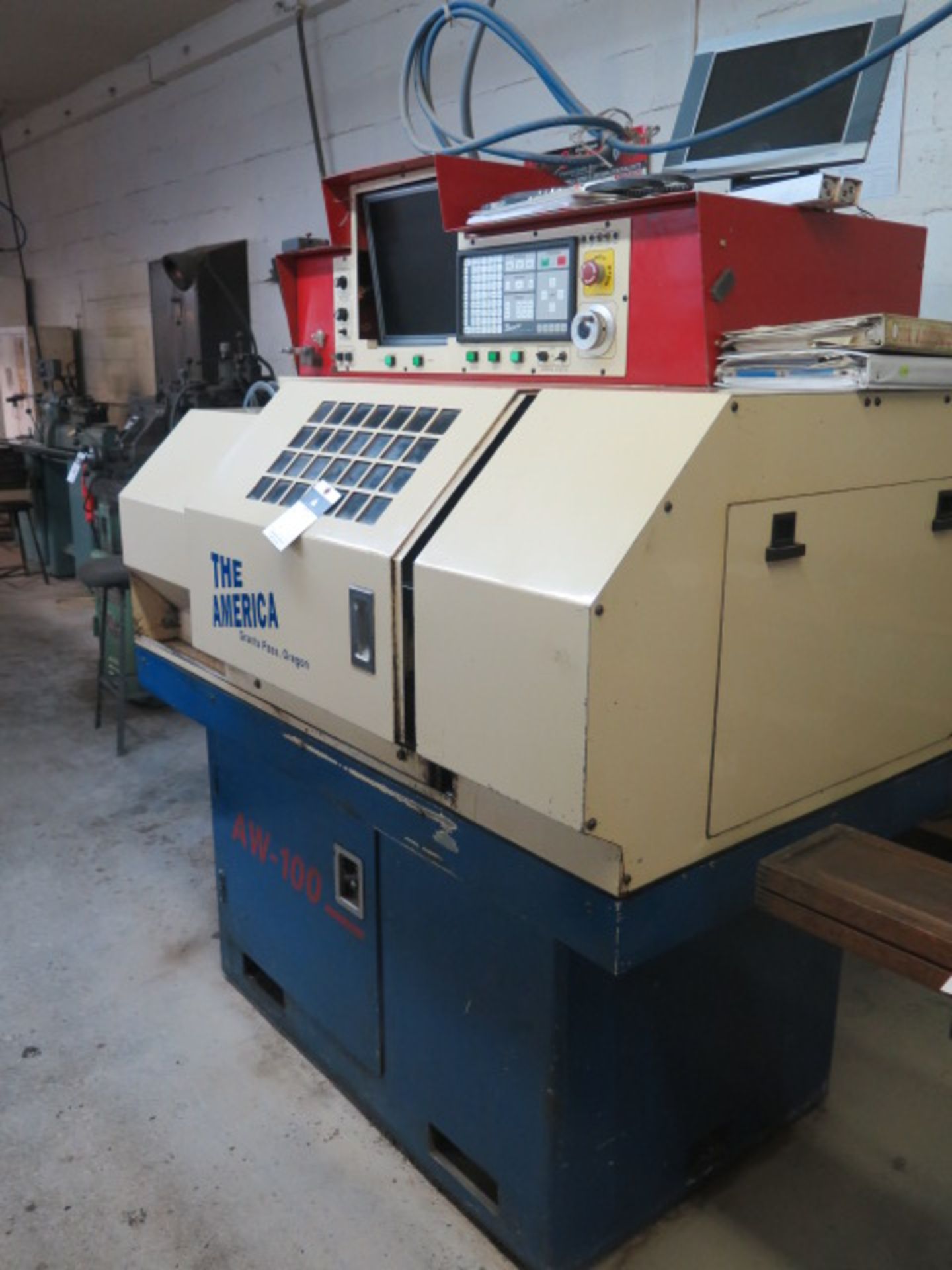 1996 American Way AW-100 CNC Cross Slide Lathe s/n 600L-109057 w/ American Way Controls, 5C Spindle, - Image 3 of 12