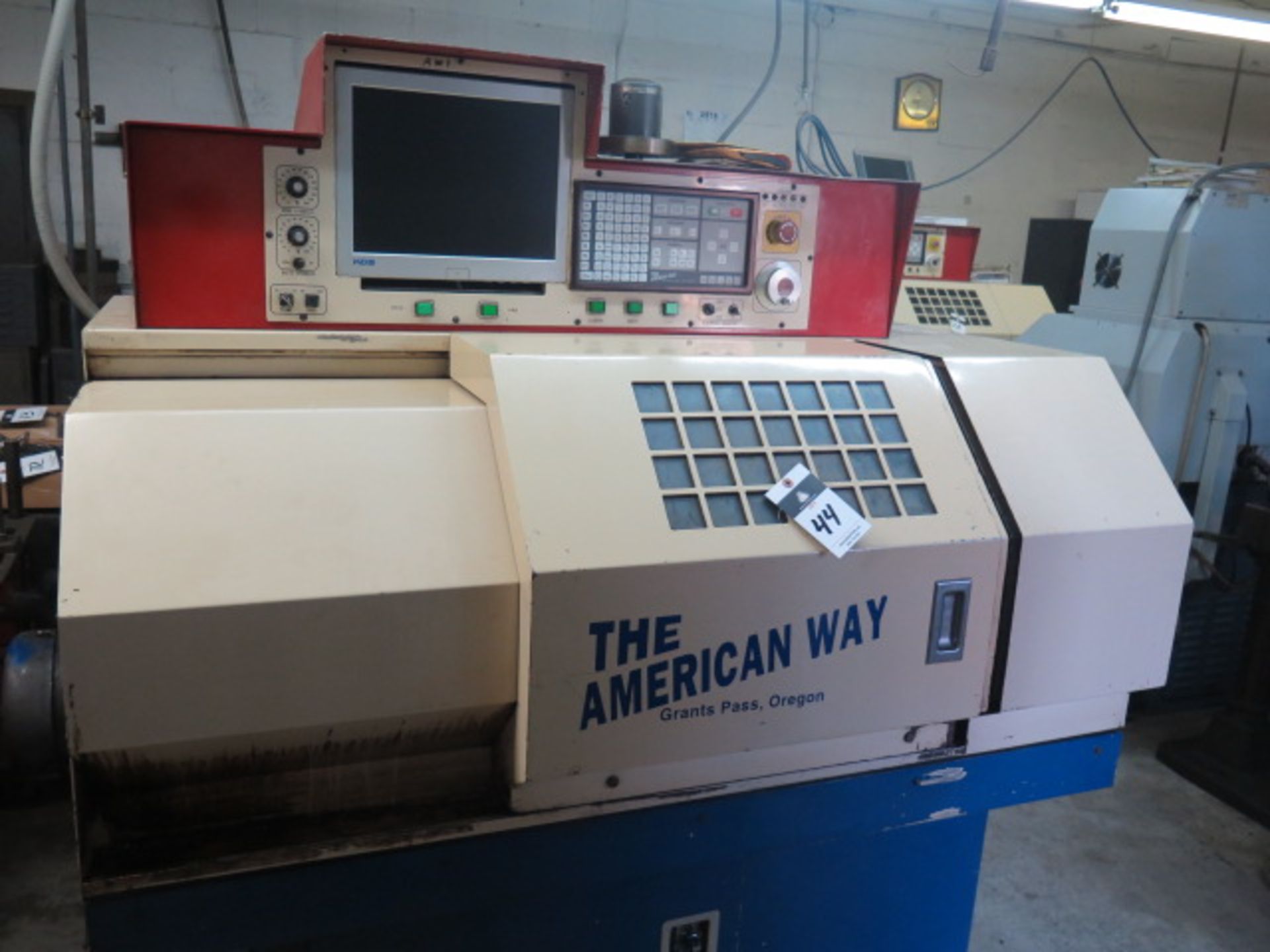 1995 American Way AW-100 CNC Cross Slide Lathe s/n 600L-109043 w/ American Way Controls, 5C Spindle, - Image 3 of 11