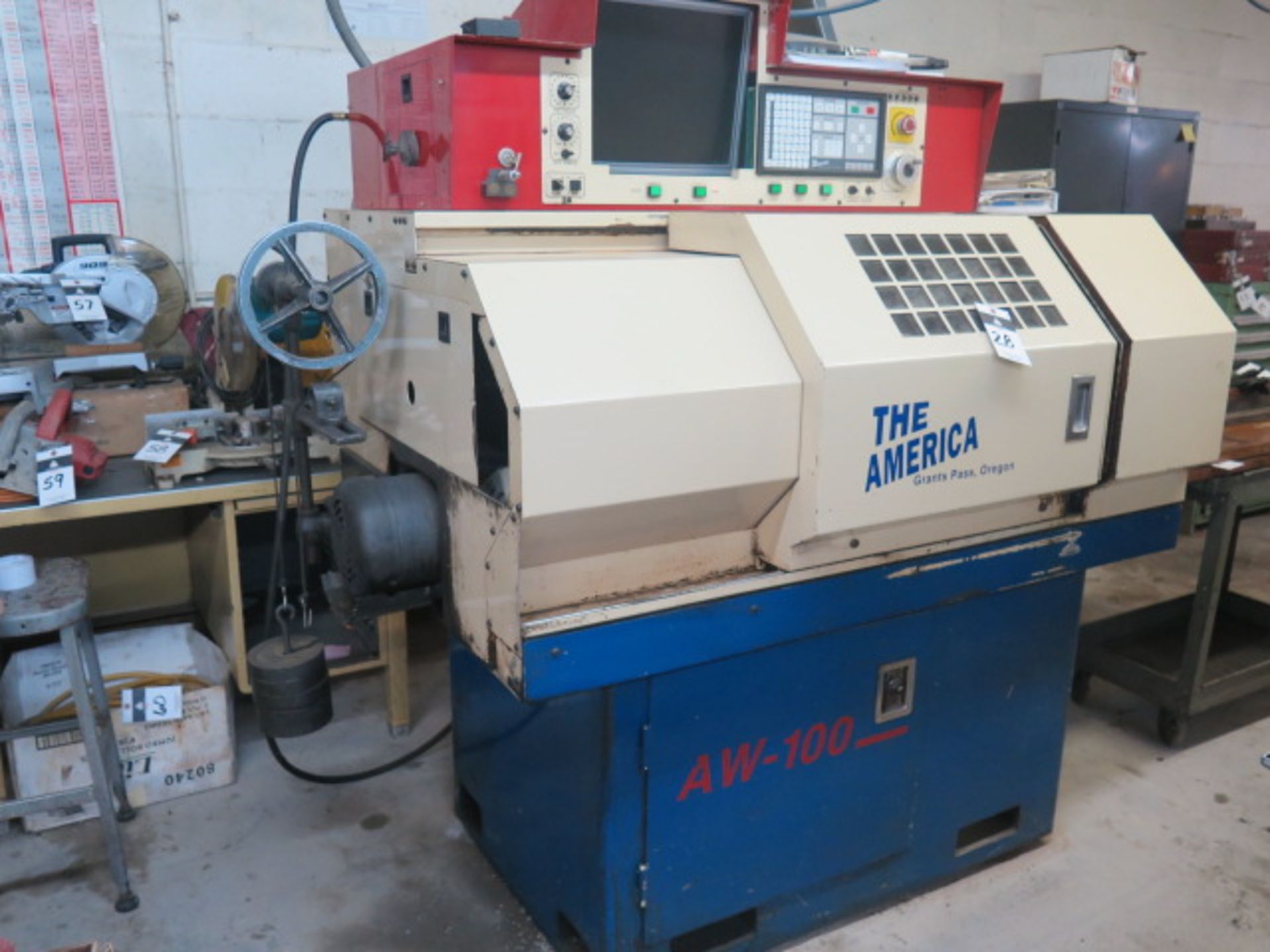 1996 American Way AW-100 CNC Cross Slide Lathe s/n 600L-109057 w/ American Way Controls, 5C Spindle, - Image 2 of 12