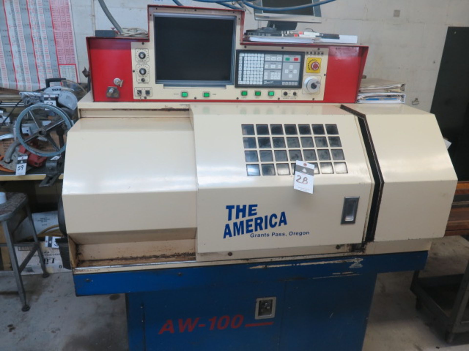 1996 American Way AW-100 CNC Cross Slide Lathe s/n 600L-109057 w/ American Way Controls, 5C Spindle,