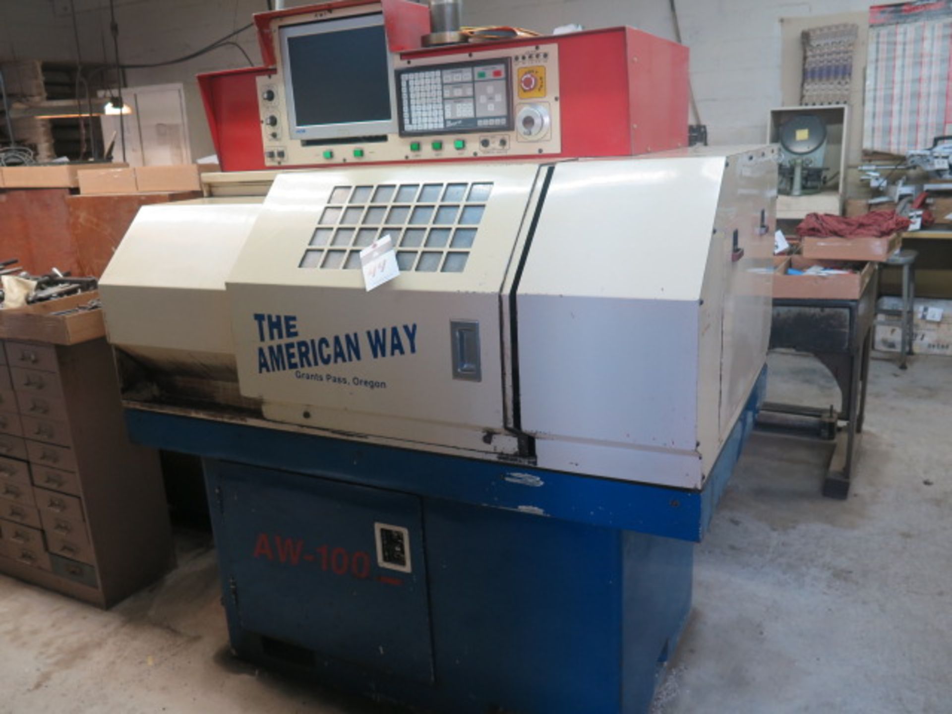 1995 American Way AW-100 CNC Cross Slide Lathe s/n 600L-109043 w/ American Way Controls, 5C Spindle,