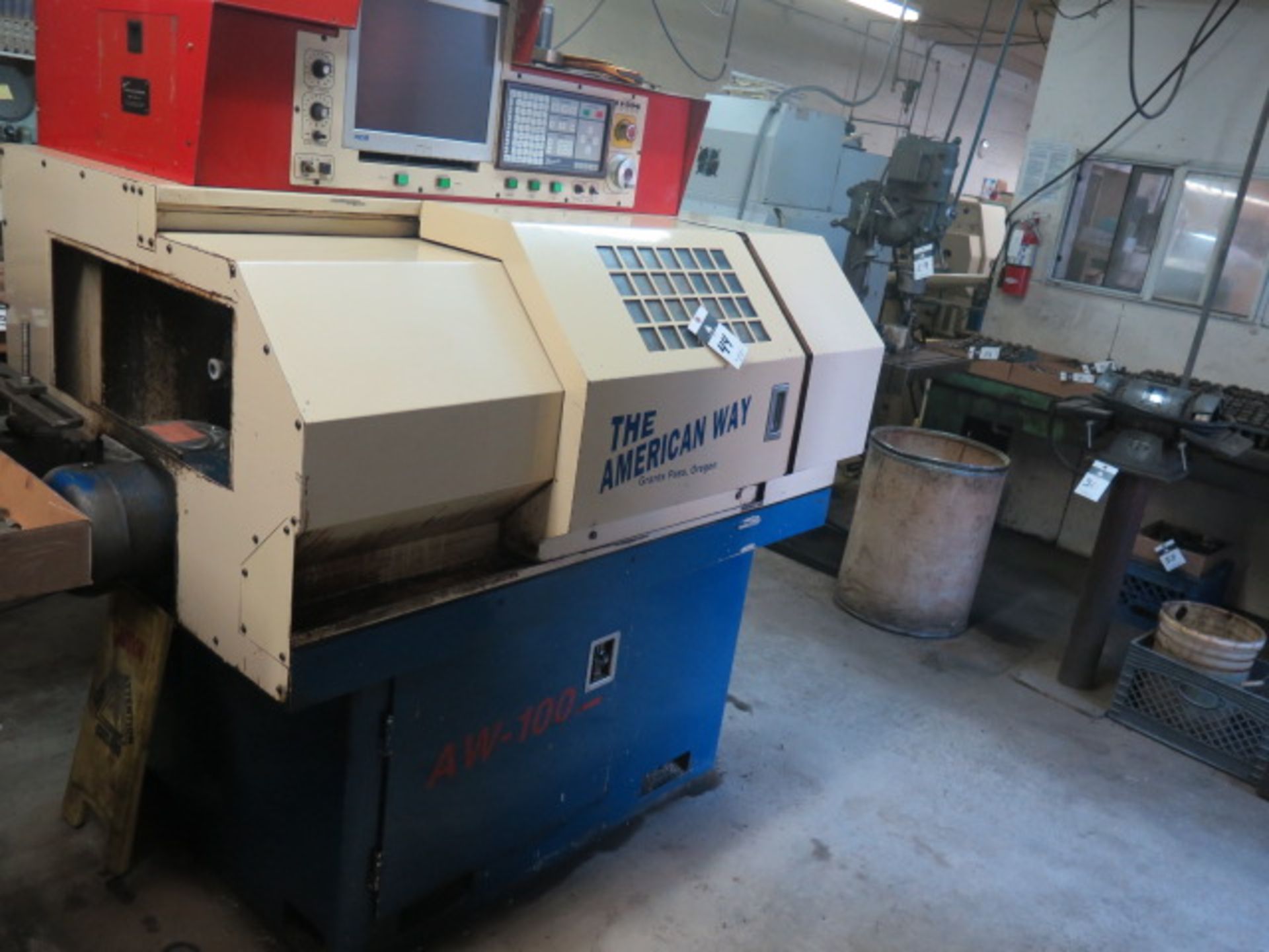 1995 American Way AW-100 CNC Cross Slide Lathe s/n 600L-109043 w/ American Way Controls, 5C Spindle, - Image 2 of 11