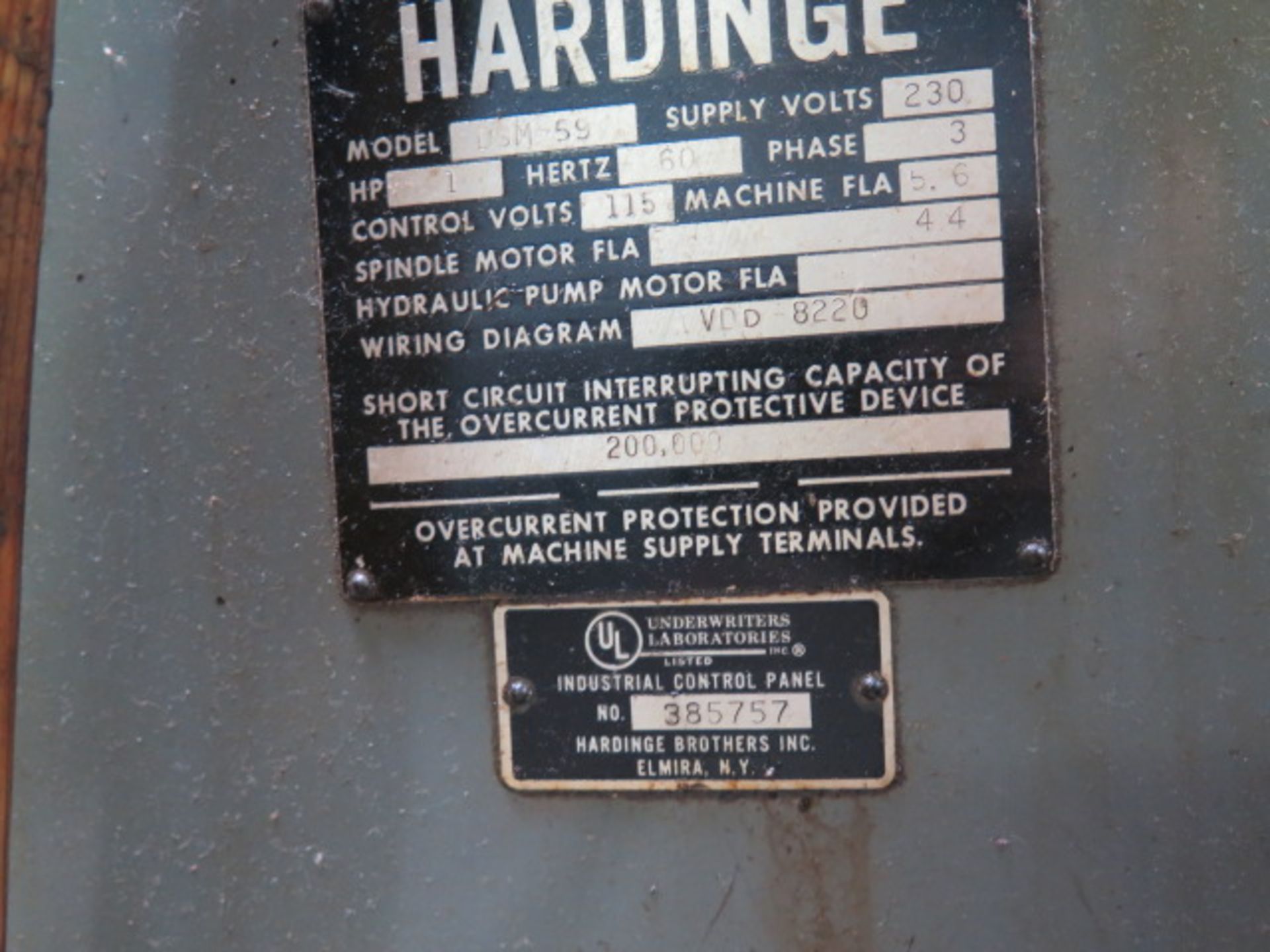 Hardinge DSM-59 Narrow Bed Second OP Lathe s/n DV-59-14209 w/ 230-3500 RPM, 5C Collet Closer, - Image 7 of 7