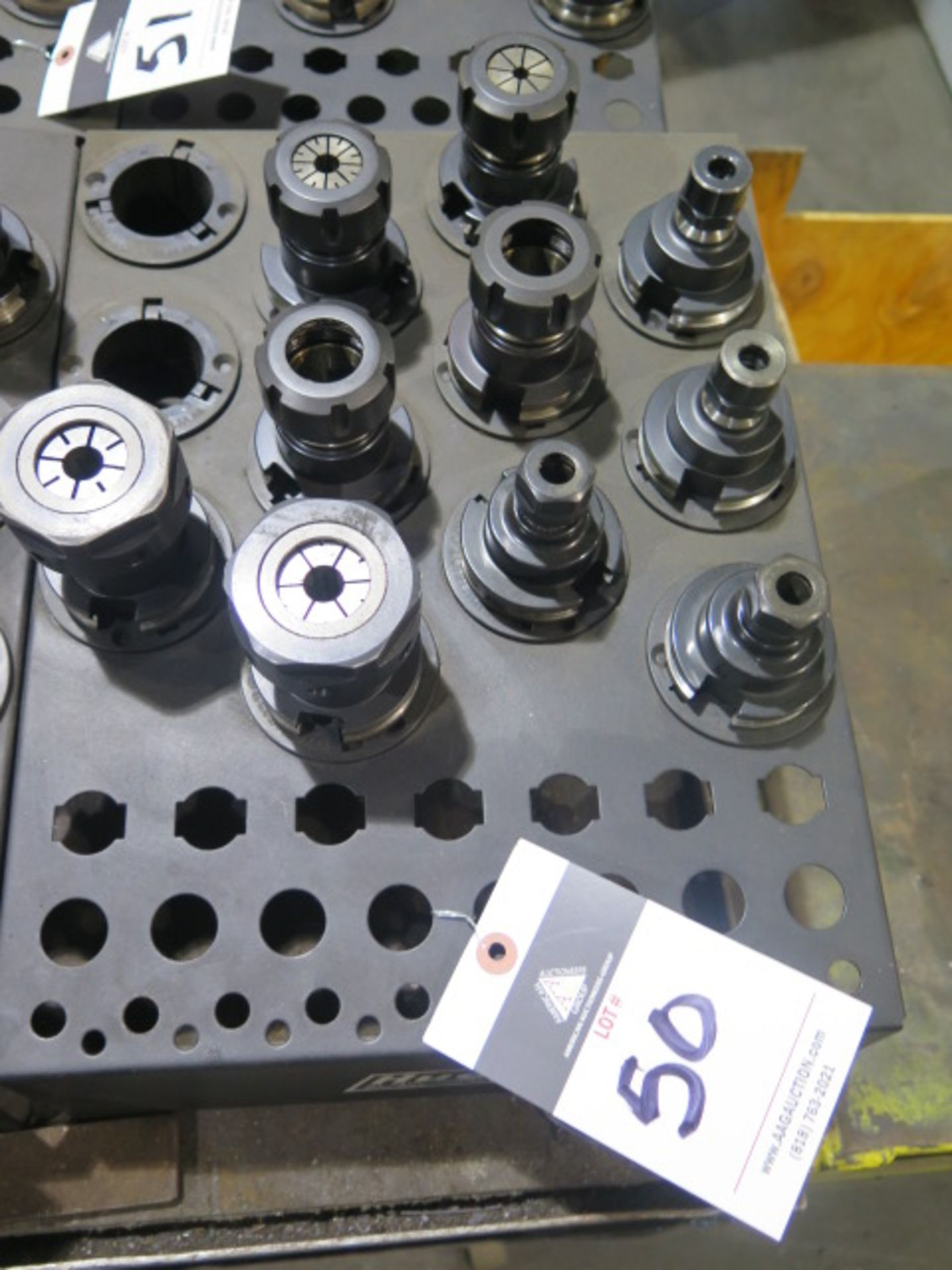 CAT-40 Taper Collet Chucks (10) w/ Huot Tooling Rack