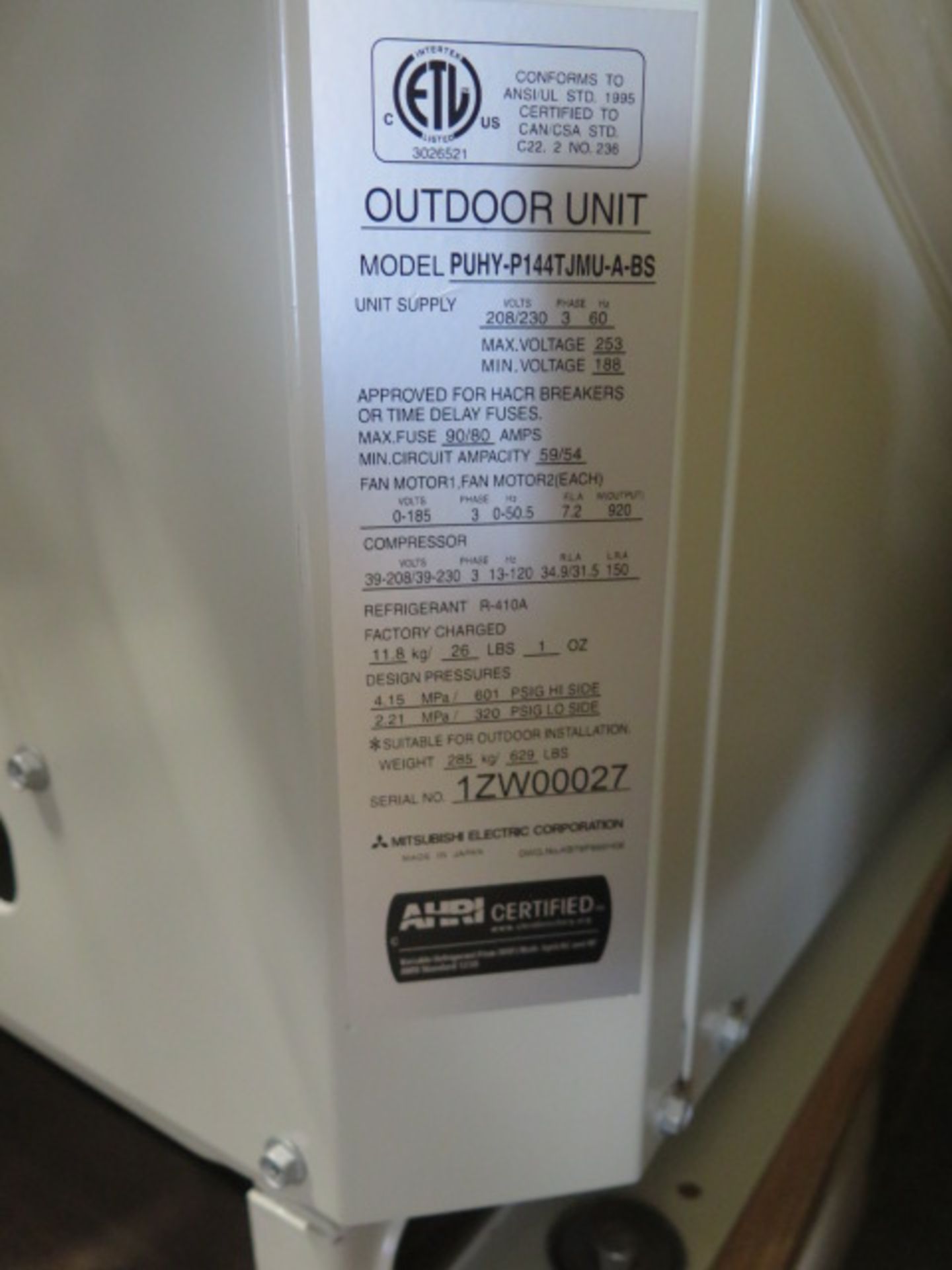 Mitsubishi VRF Series PUHY-P144TJMU-A-BS 12 Ton Heat Source Air Conditioner – Outdoor Unit 208/ - Image 6 of 6