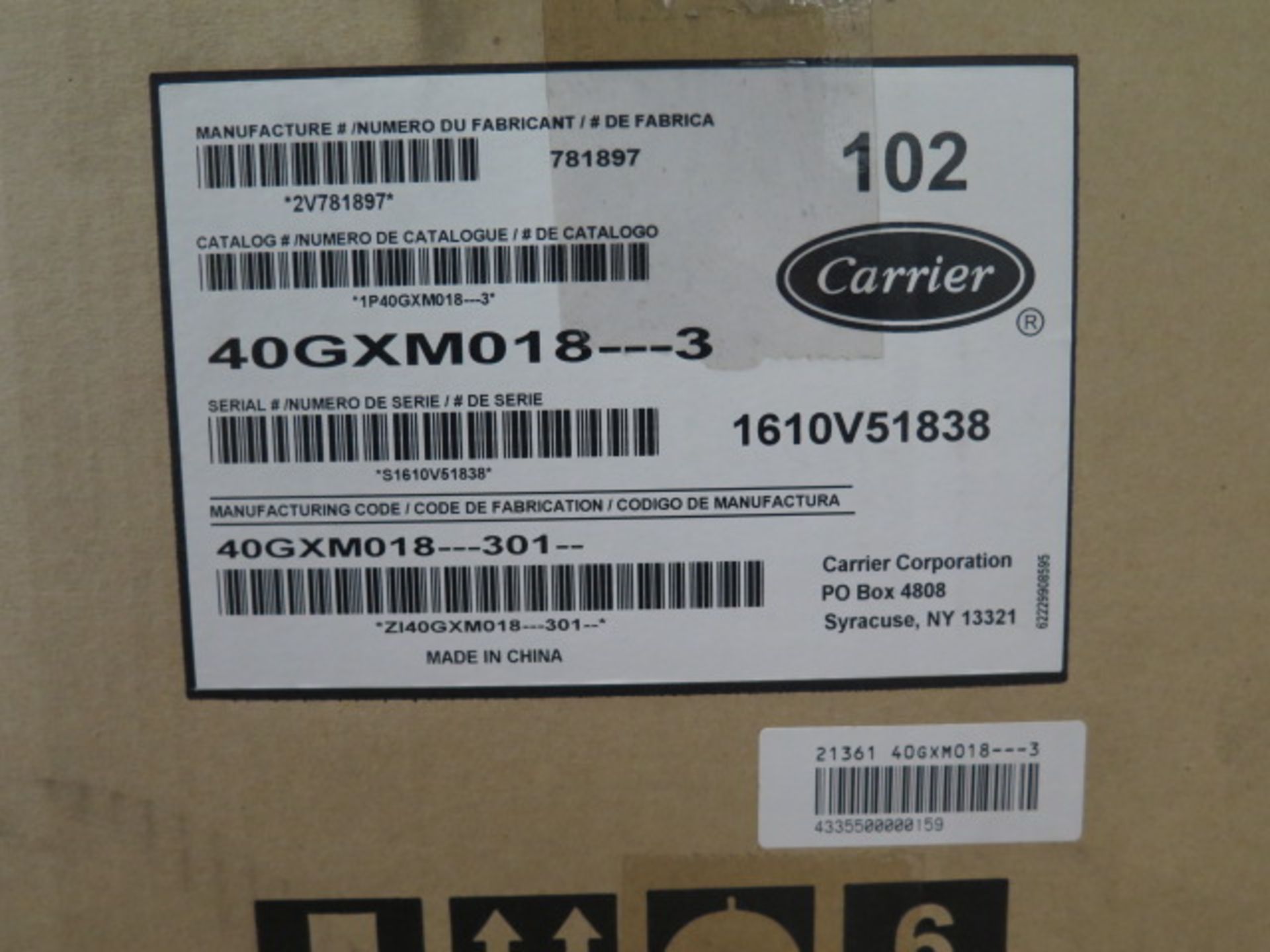 Carrier (3)40XM018---3 and (2)38GVQ009---1 Heat Pumps - Image 3 of 5