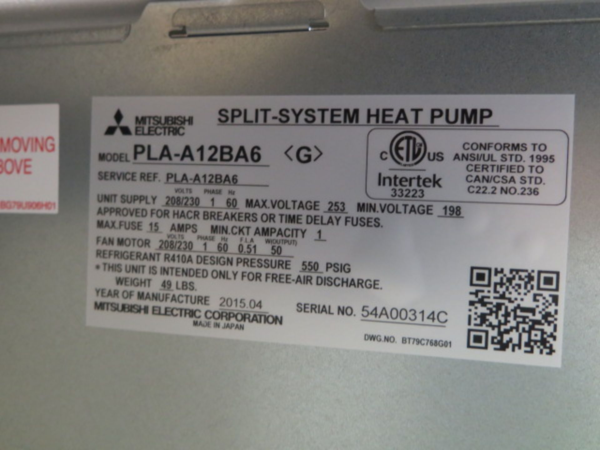 Mitsubishi MXZ-3C30NA Multiport Split System Heat Pump w/ PLA-A18BA6 and PLA-A12BA6 Ceiling - Image 8 of 8