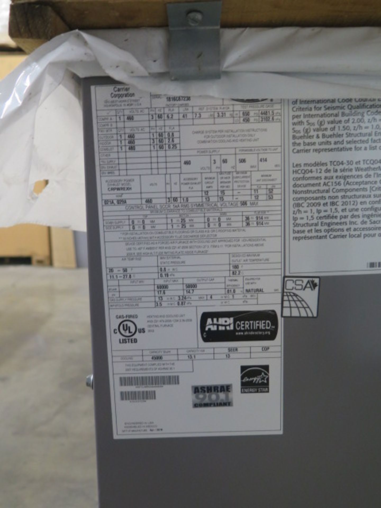 Carrier “Weather Maker” 48TCLA05A2A6-0A0A0 4 Ton Gas Electric Unit - Image 5 of 5